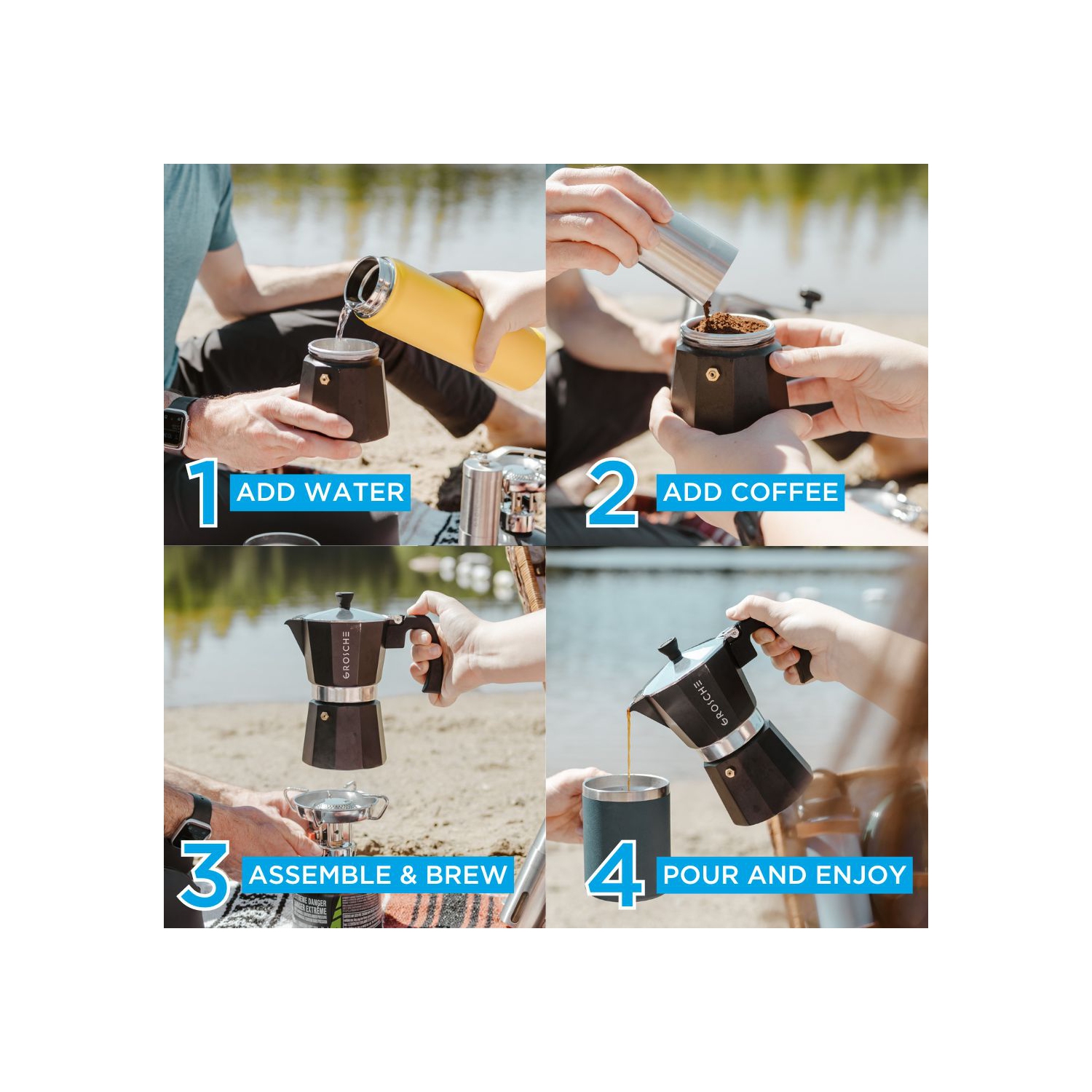 Machine à espresso de cuisinière GROSCHE MILANO 6 tasses à espresso marmite moka | machine à café Home Espresso - Bleu