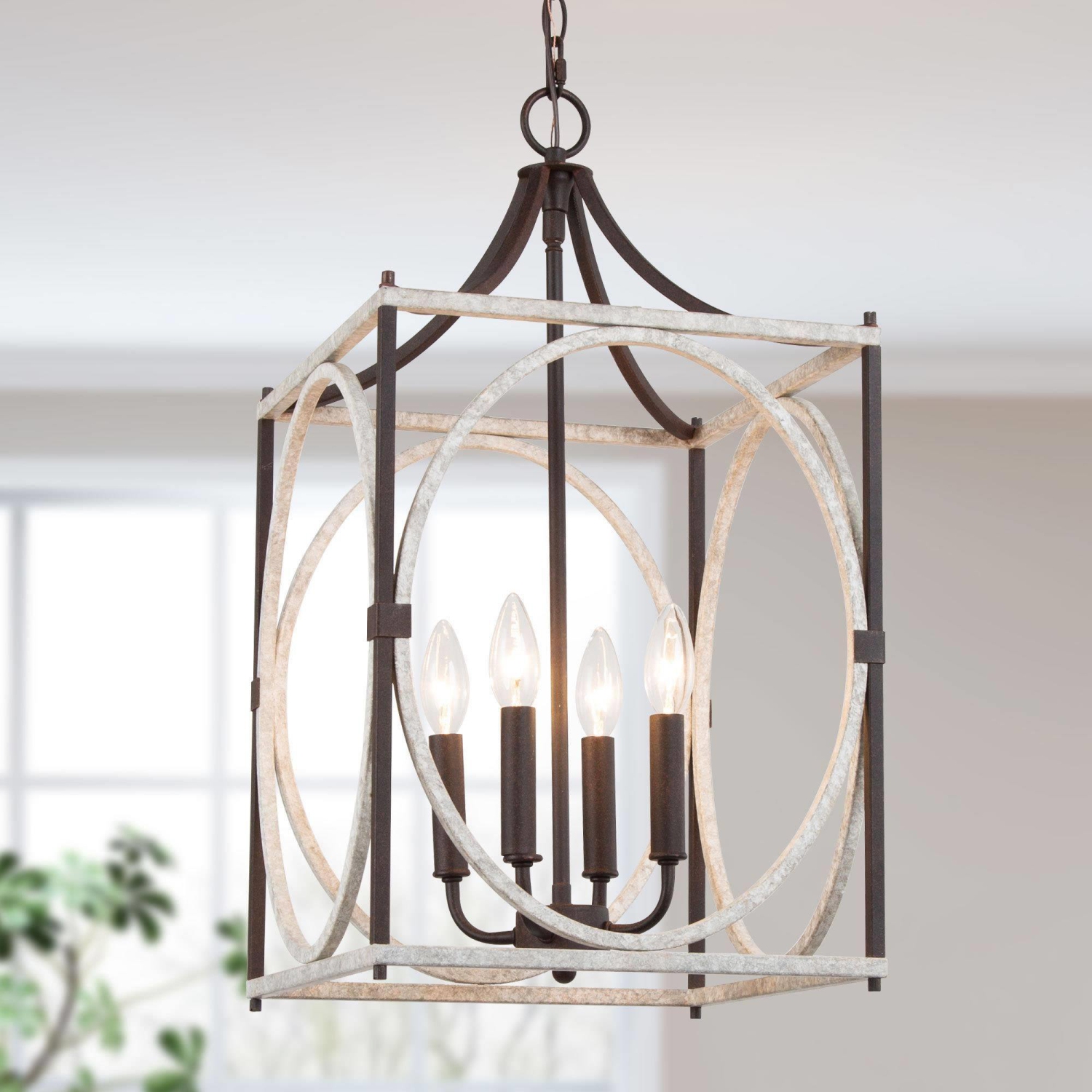 4-Light Lantern Cage Candle Chandelier