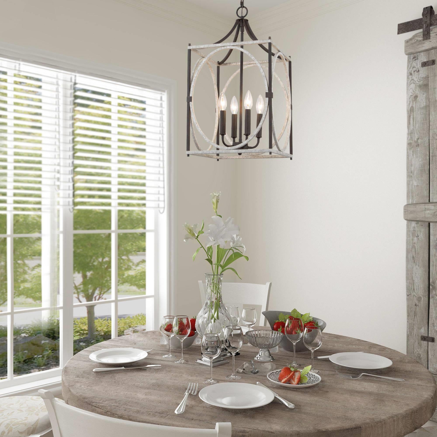 4-Light Lantern Cage Candle Chandelier