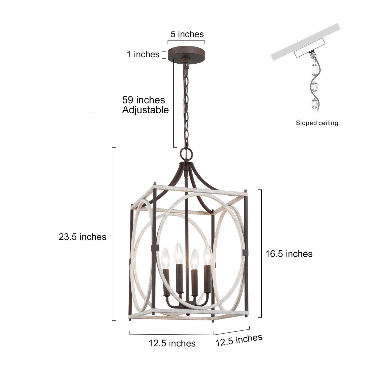 4-Light Lantern Cage Candle Chandelier