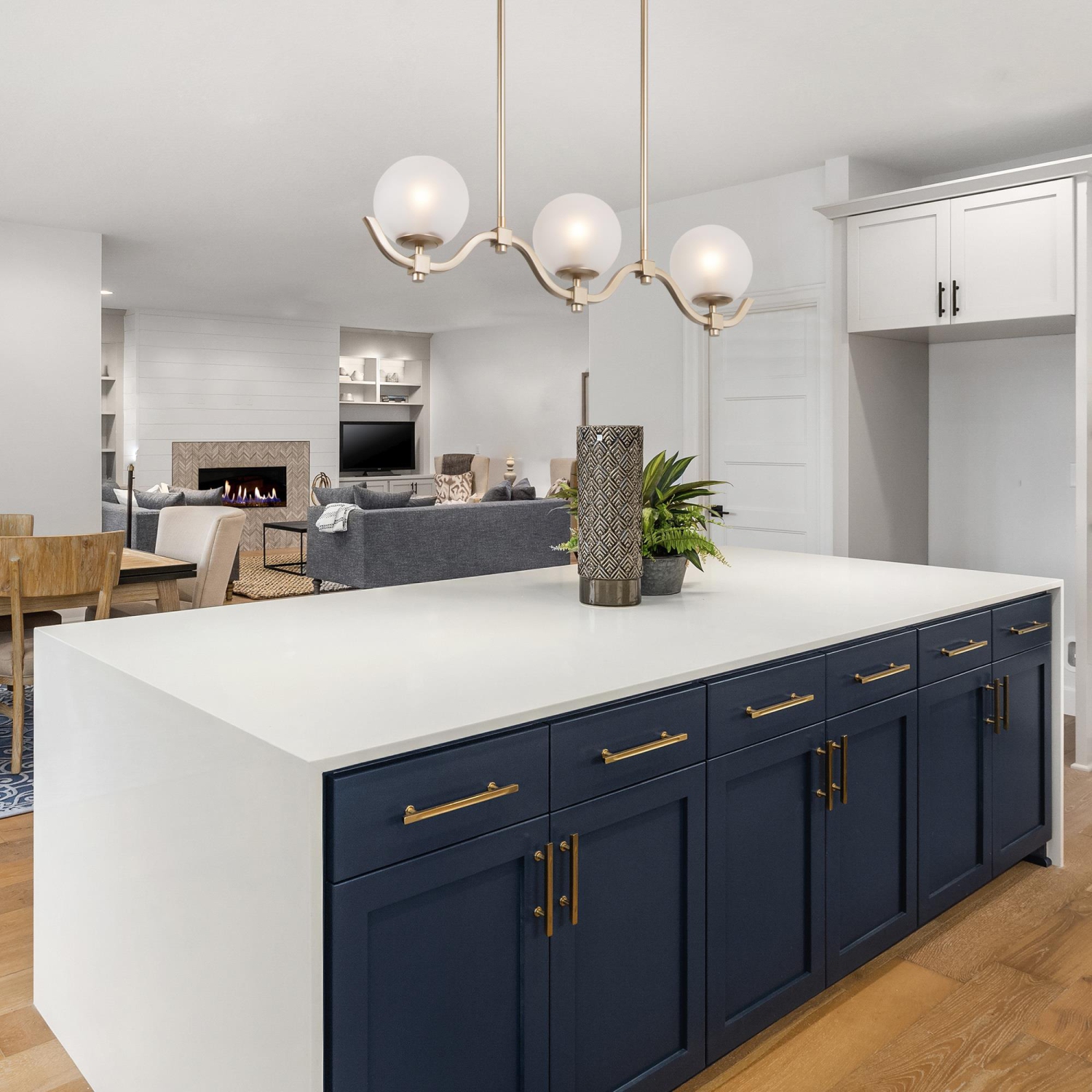 3-Light 30" Linear Frosted Glass Gold Chandelier