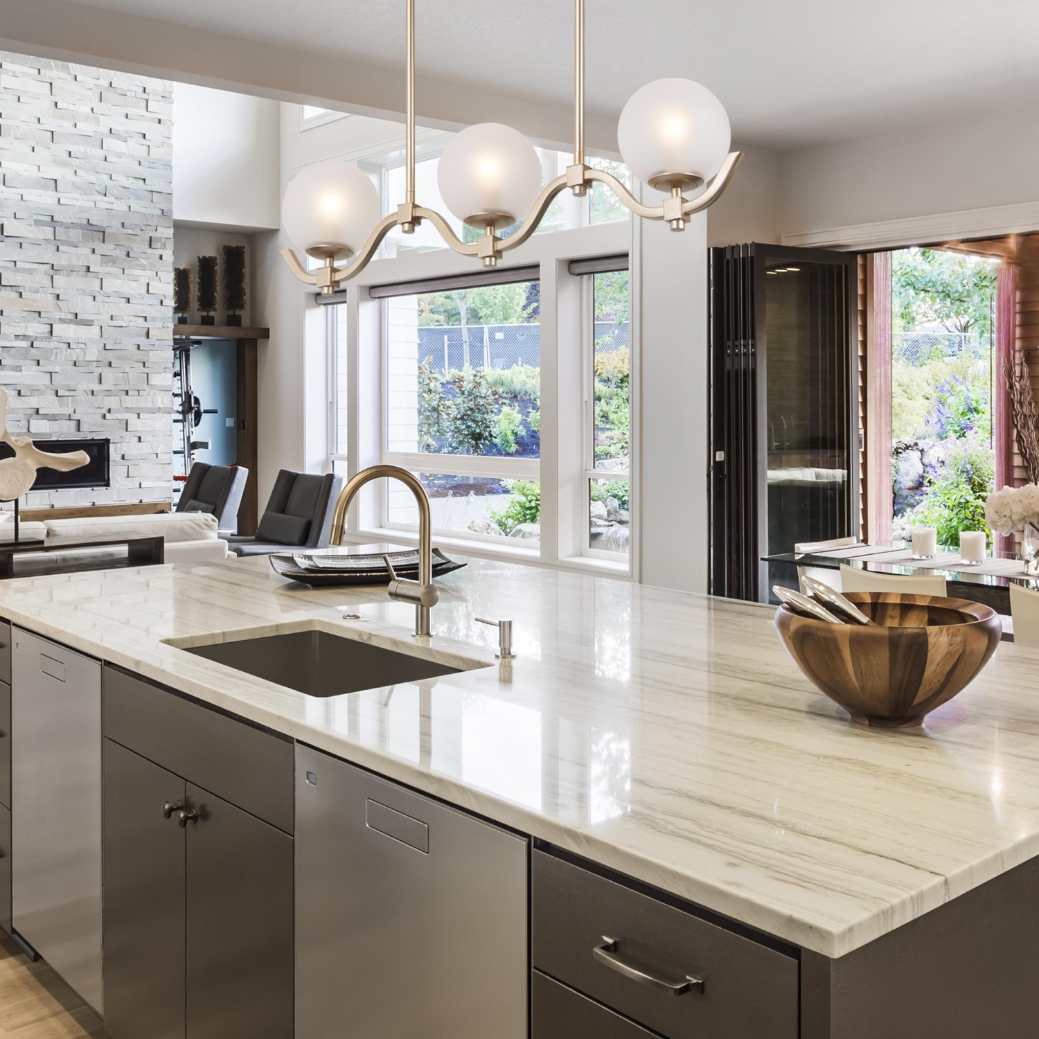 3-Light 30" Linear Frosted Glass Gold Chandelier