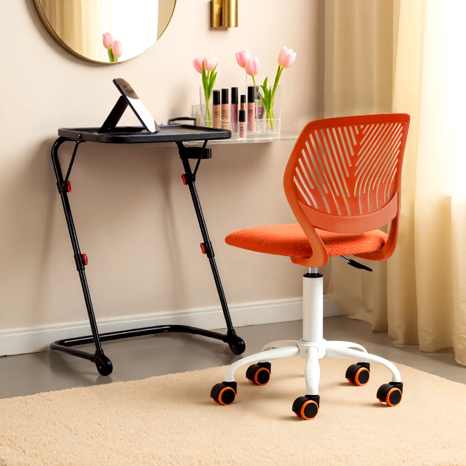 Homy Casa Adjustable Folding Laptop Desk with Cup Holder – Black