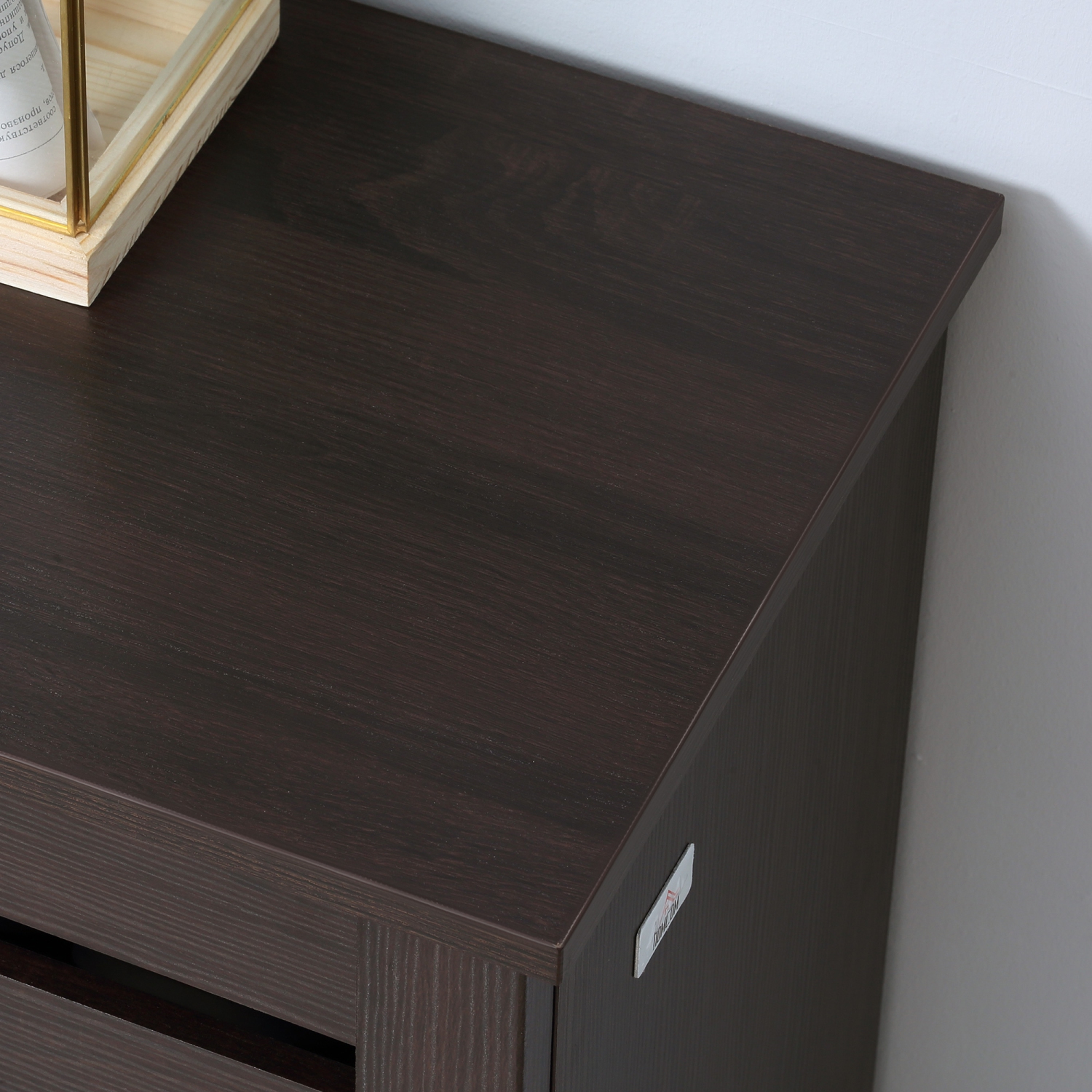 HOMCOM Narrow Shoe Cabinet with 2 Slatted Doors, Modern Shoe Storage Cabinet with Adjustable Shelves for Entryway, Hallway, Living Room, Holds 15