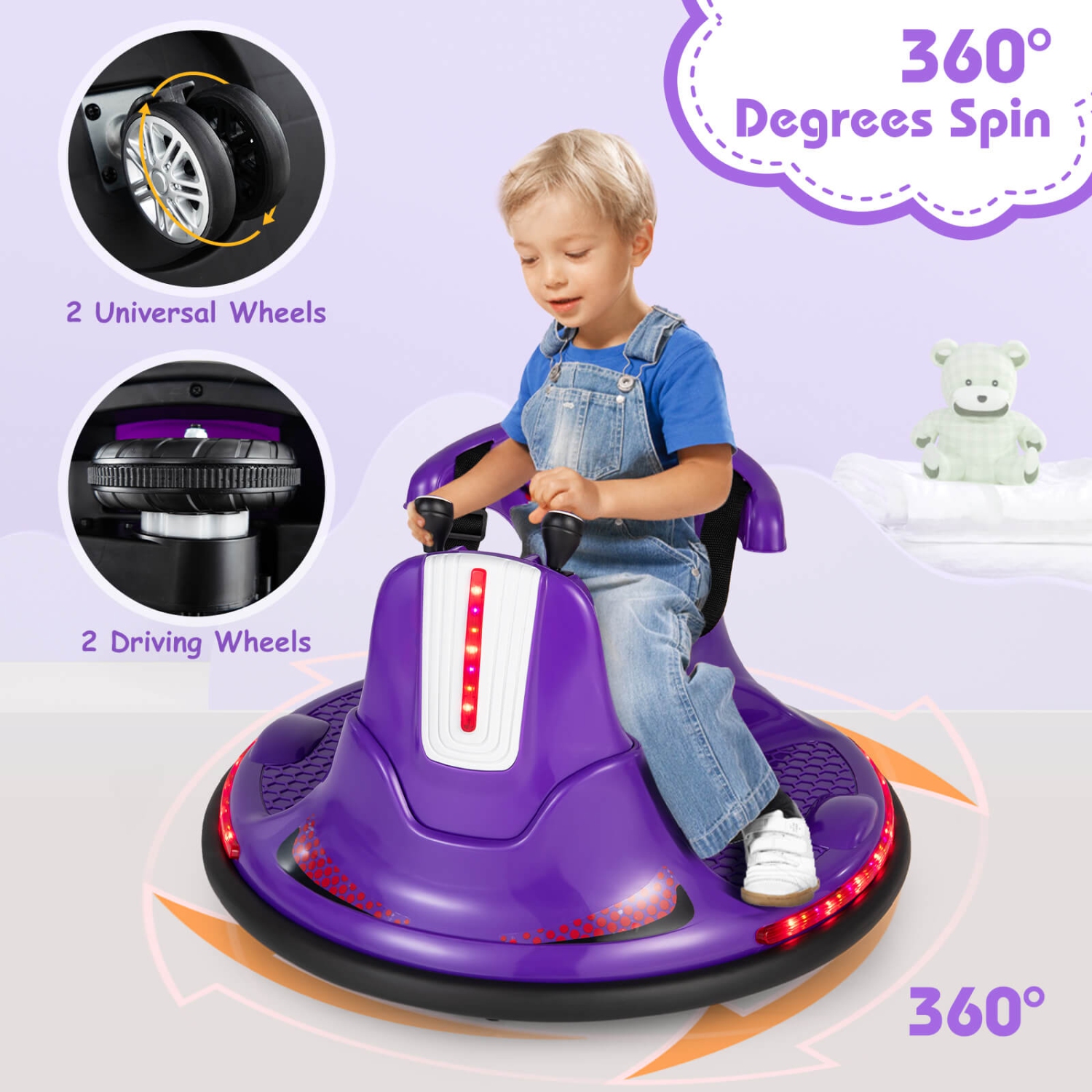 Costway 6V Bumper Car for Kids Toddlers Electric Ride On Car Vehicle with 360° Spin