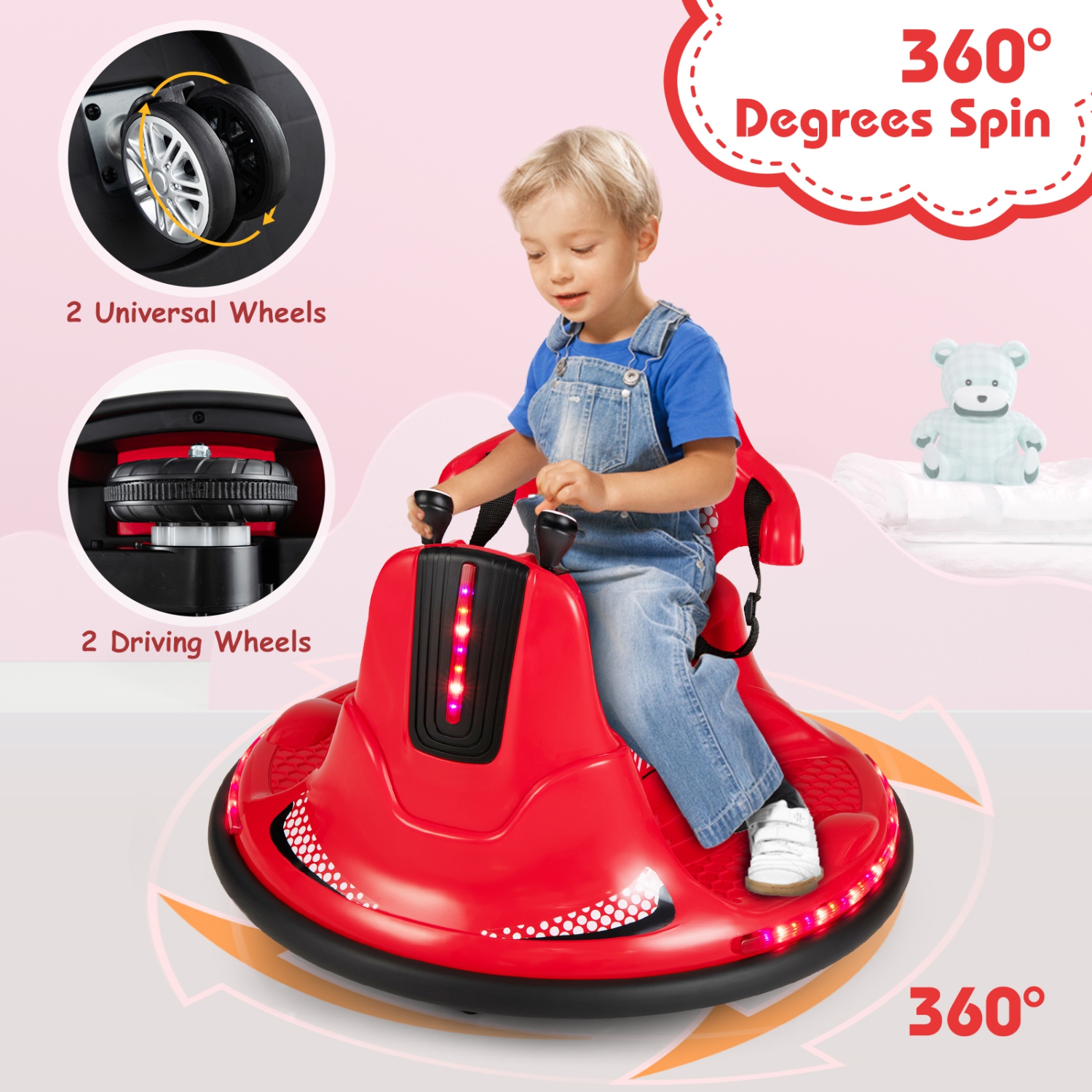 Costway 6V Bumper Car for Kids Toddlers Electric Ride On Car Vehicle with 360° Spin