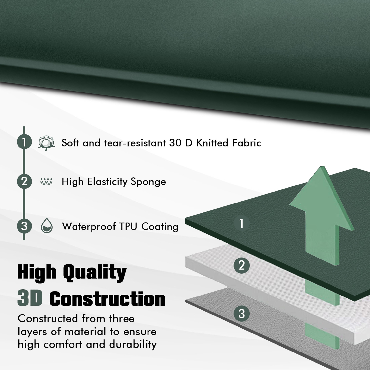 Lit pliant en mousse portatif et léger de Costway pour le camping