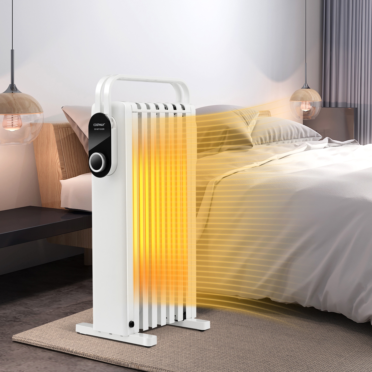 Radiateur électrique 1500 W rempli d'huile de chauffage Costway avec support pliable