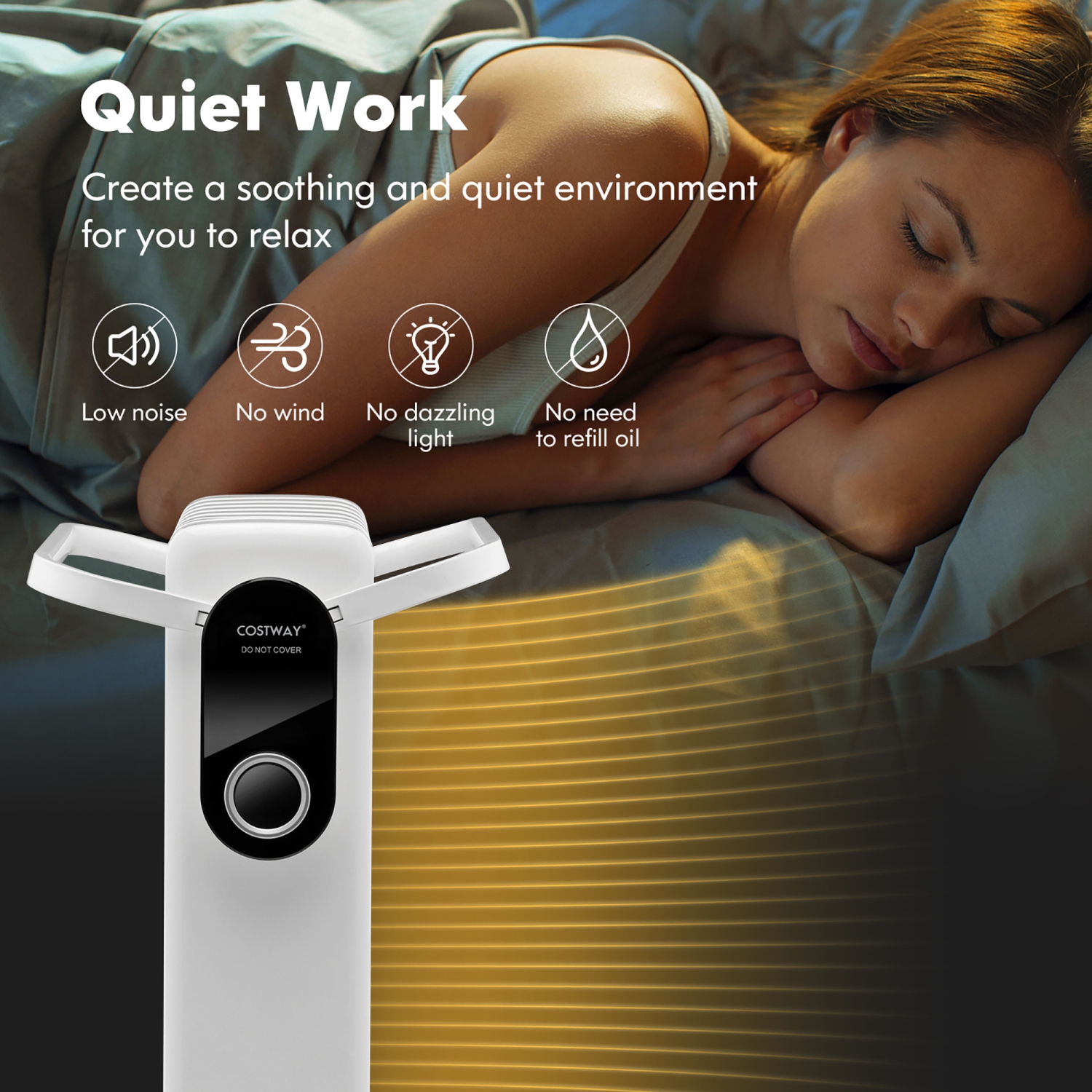 Radiateur électrique 1500 W rempli d'huile de chauffage Costway avec support pliable