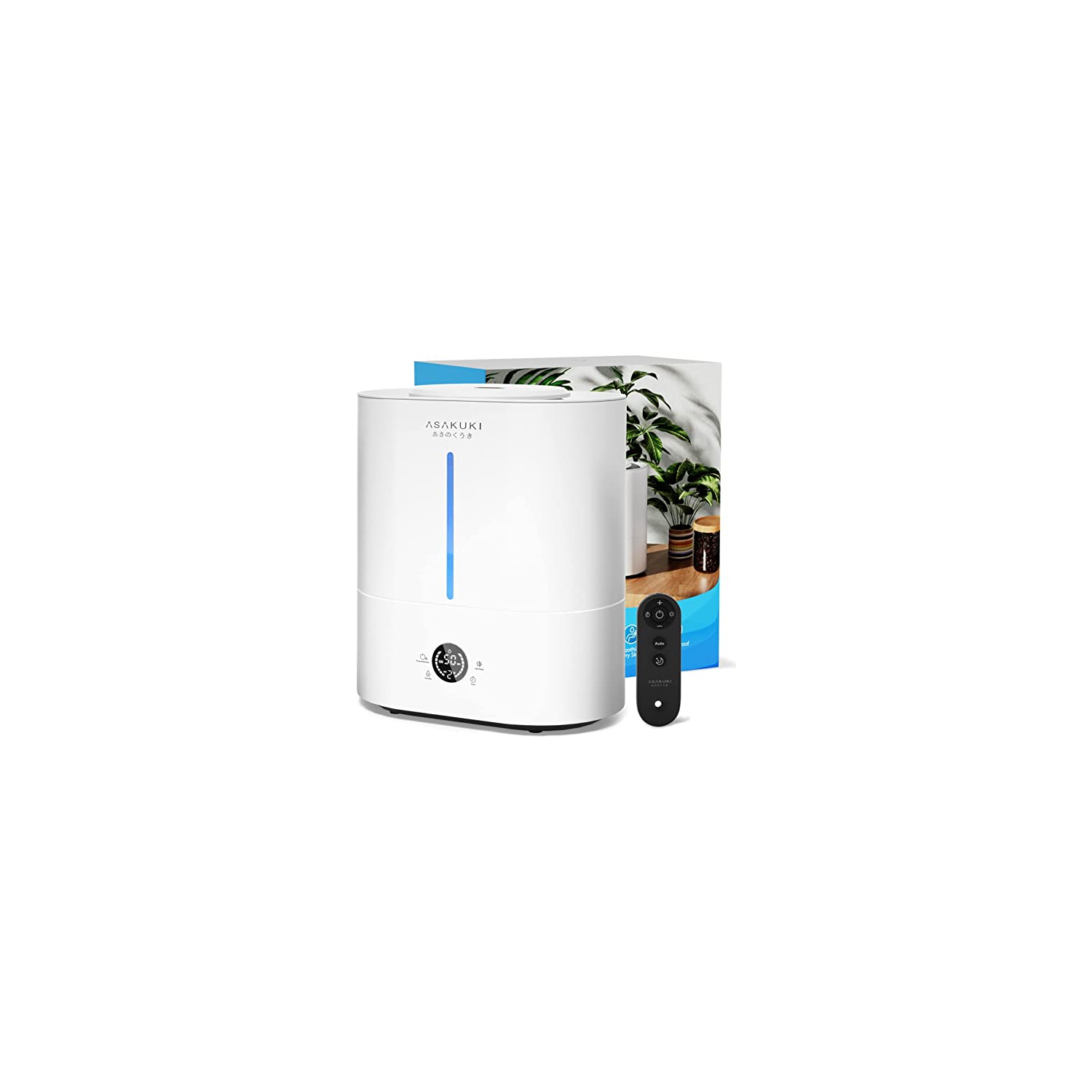 ASAKUKI Humidifiers, Top Fill Cool Mist Humidifier with Humidity Sensor