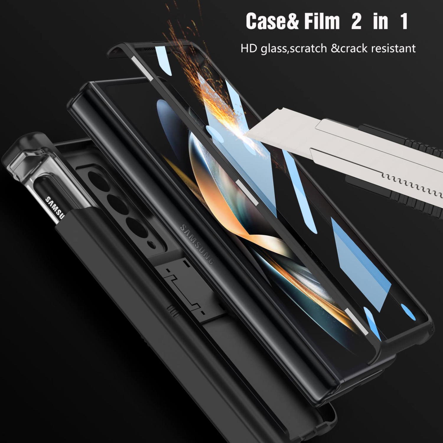 Navor Hinge Protection Series Case with Built-in Screen Protector Kickstand & S Pen Holder for Samsung Galaxy Z Fold 4 5G 2022