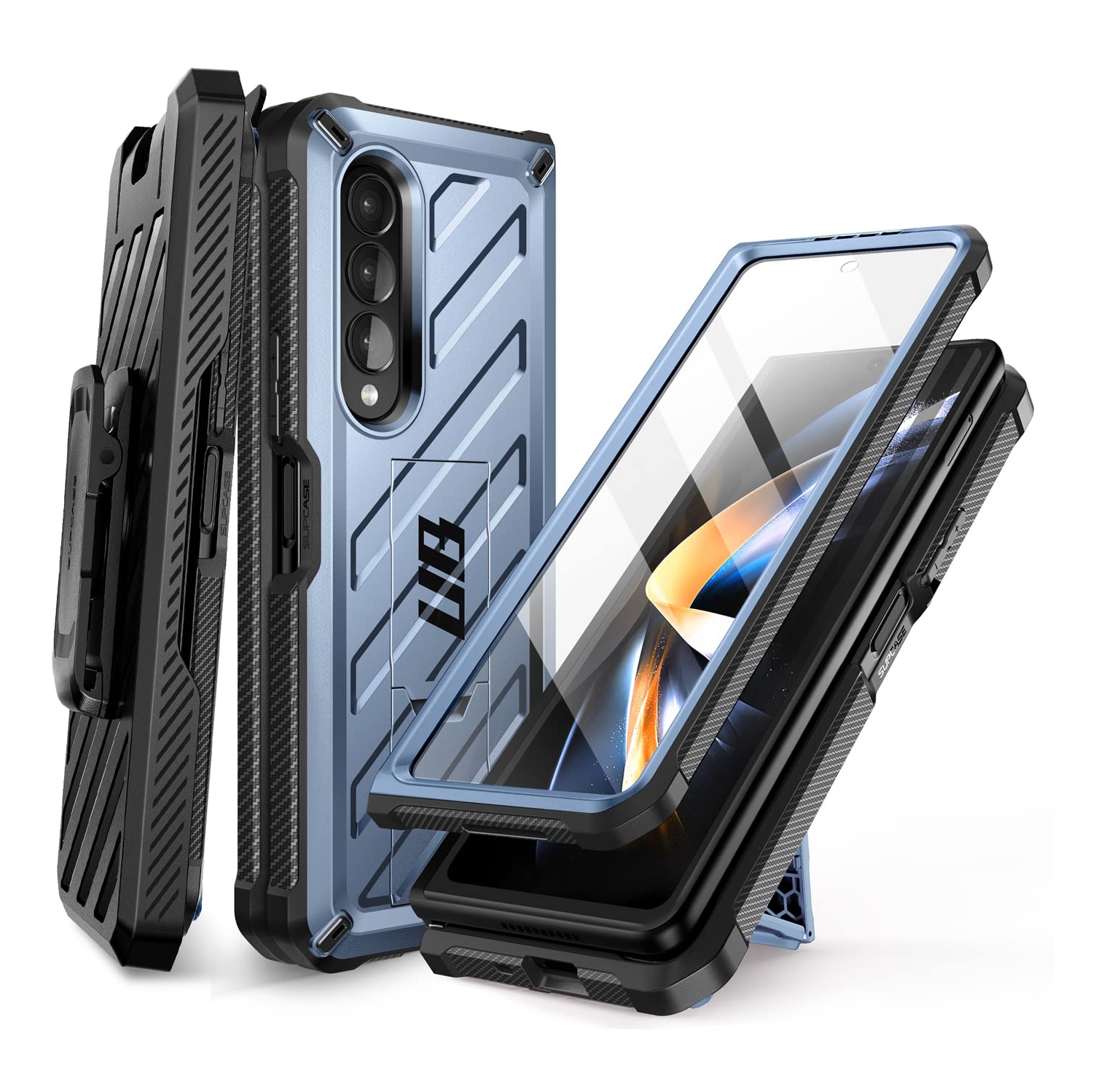 SUPCASE Unicorn Beetle Case for Galaxy Z Fold 4 5G (2022), Rugged Belt Clip Shockproof Protective Case with Built-in Scree