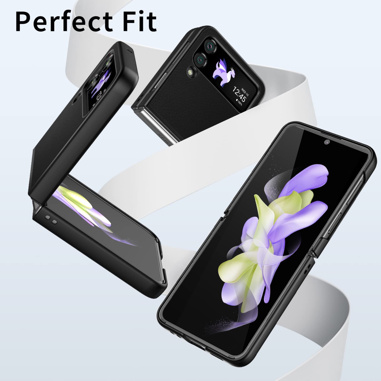 Redluckstar for Samsung Galaxy Z Flip 4 Case, Galaxy Z Flip 4 Leather Case Slim Thin Heat Dissipation, Anti-Fingerprint Non-