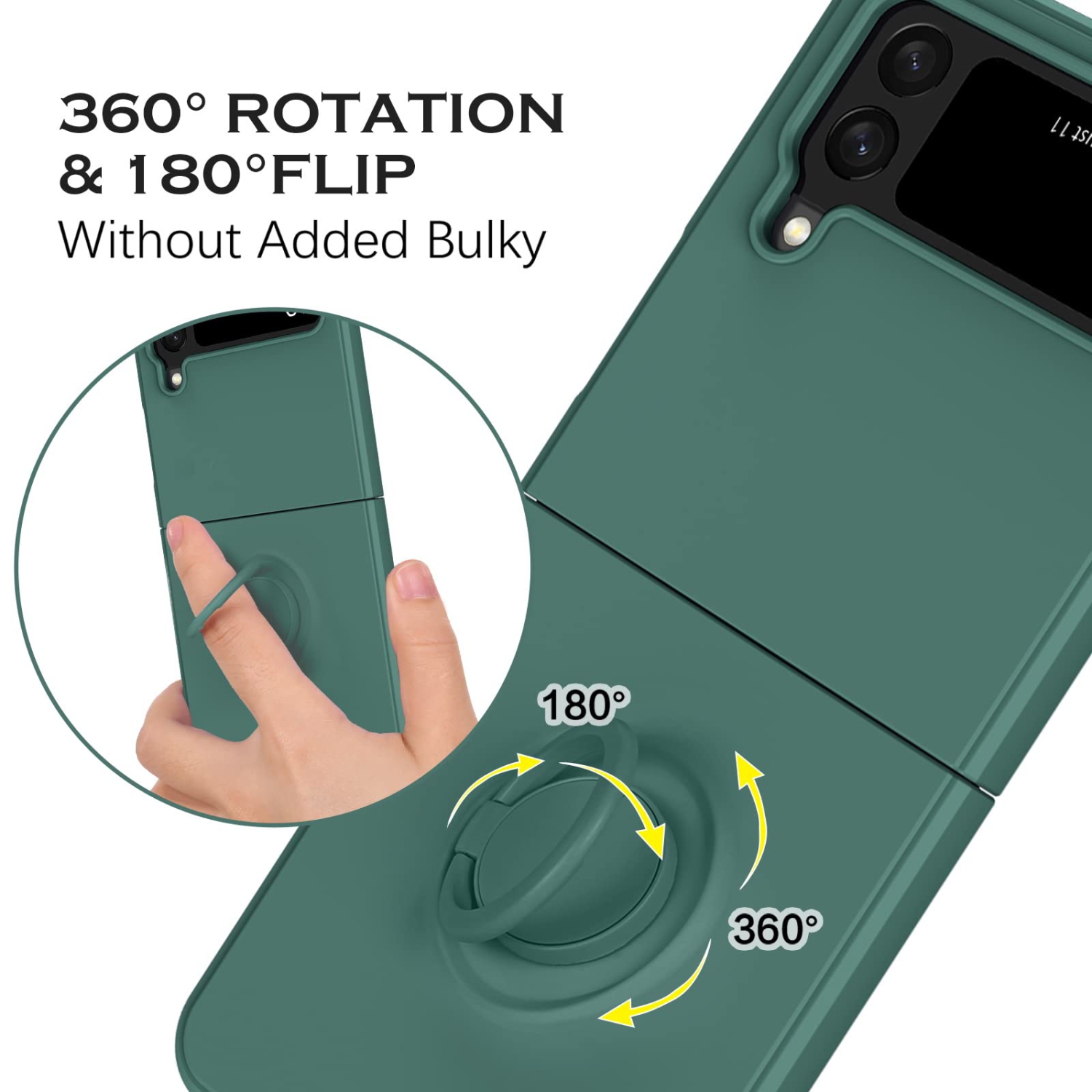 Étui à rabat 4 de YINLAI pour Galaxy Z de Samsung, étui pour téléphone Z Flip4 5G de Samsung, support circulaire mince en silicone résistant aux