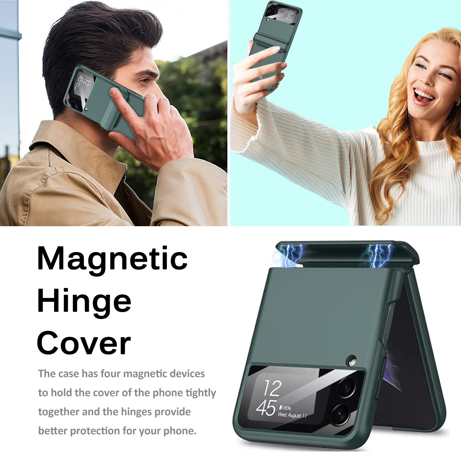 Miimall compatible avec l’étui à charnière pour Galaxy Z Flip 3 de Samsung, protecteur ultramince à charnière magnétique tout-en-un pour PC