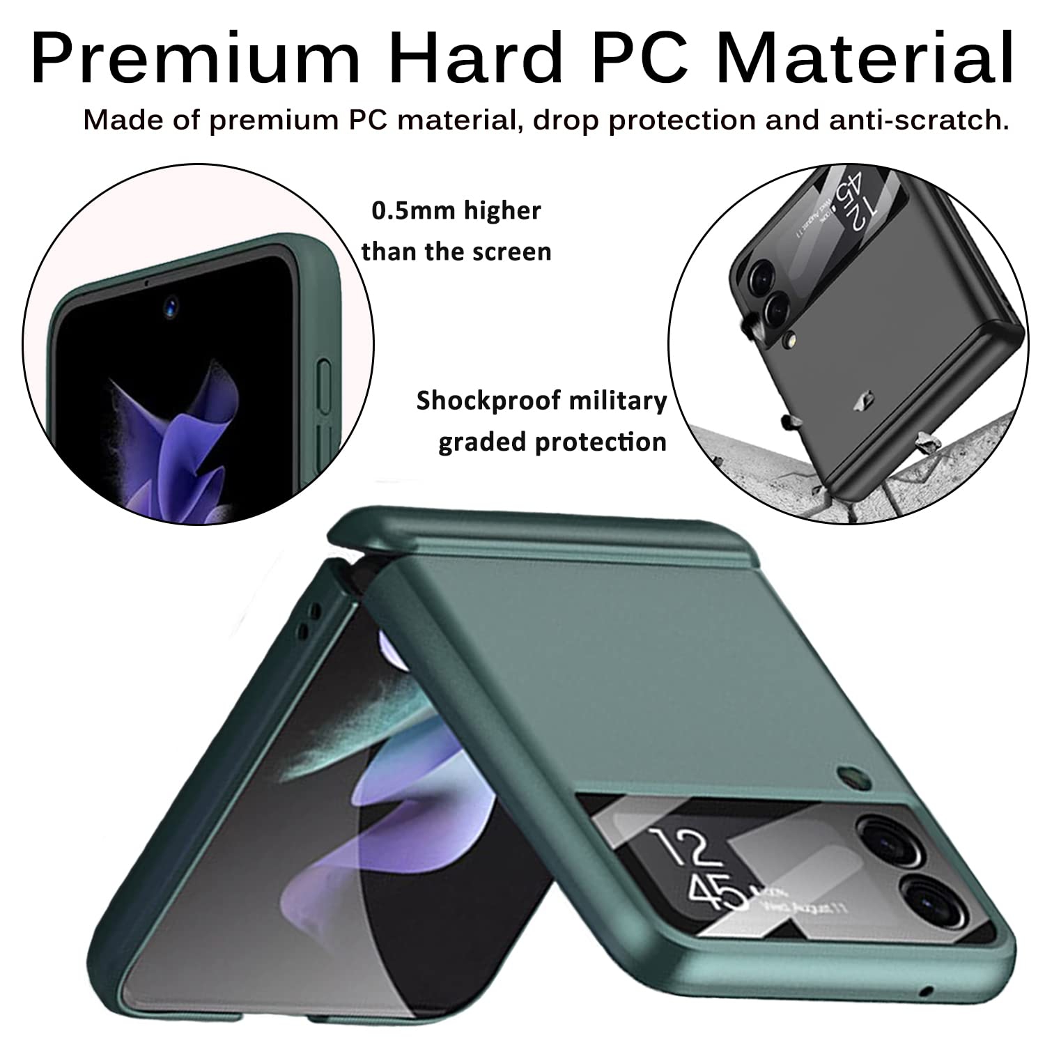 Miimall compatible avec l’étui à charnière pour Galaxy Z Flip 3 de Samsung, protecteur ultramince à charnière magnétique tout-en-un pour PC