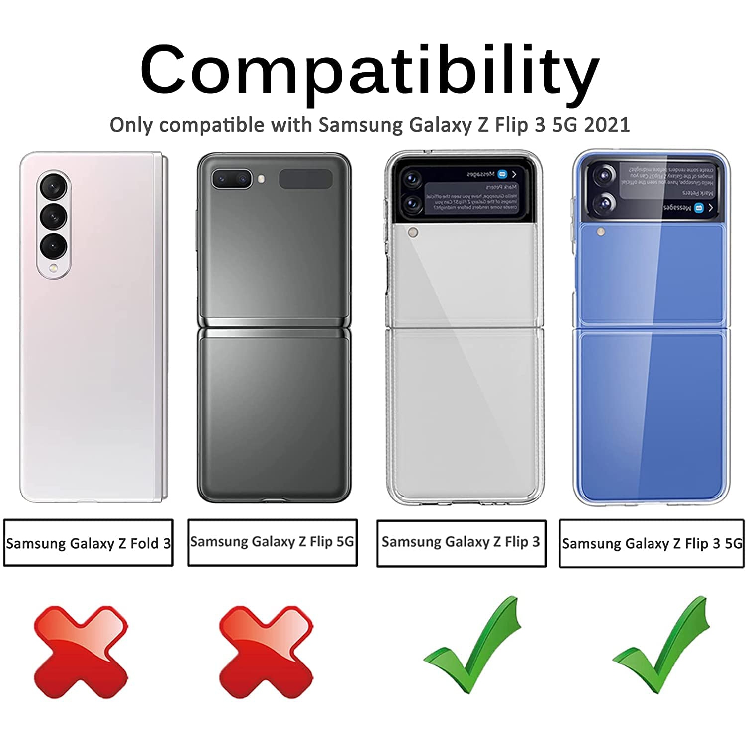 Miimall compatible avec l’étui à charnière pour Galaxy Z Flip 3 de Samsung, protecteur ultramince à charnière magnétique tout-en-un pour PC