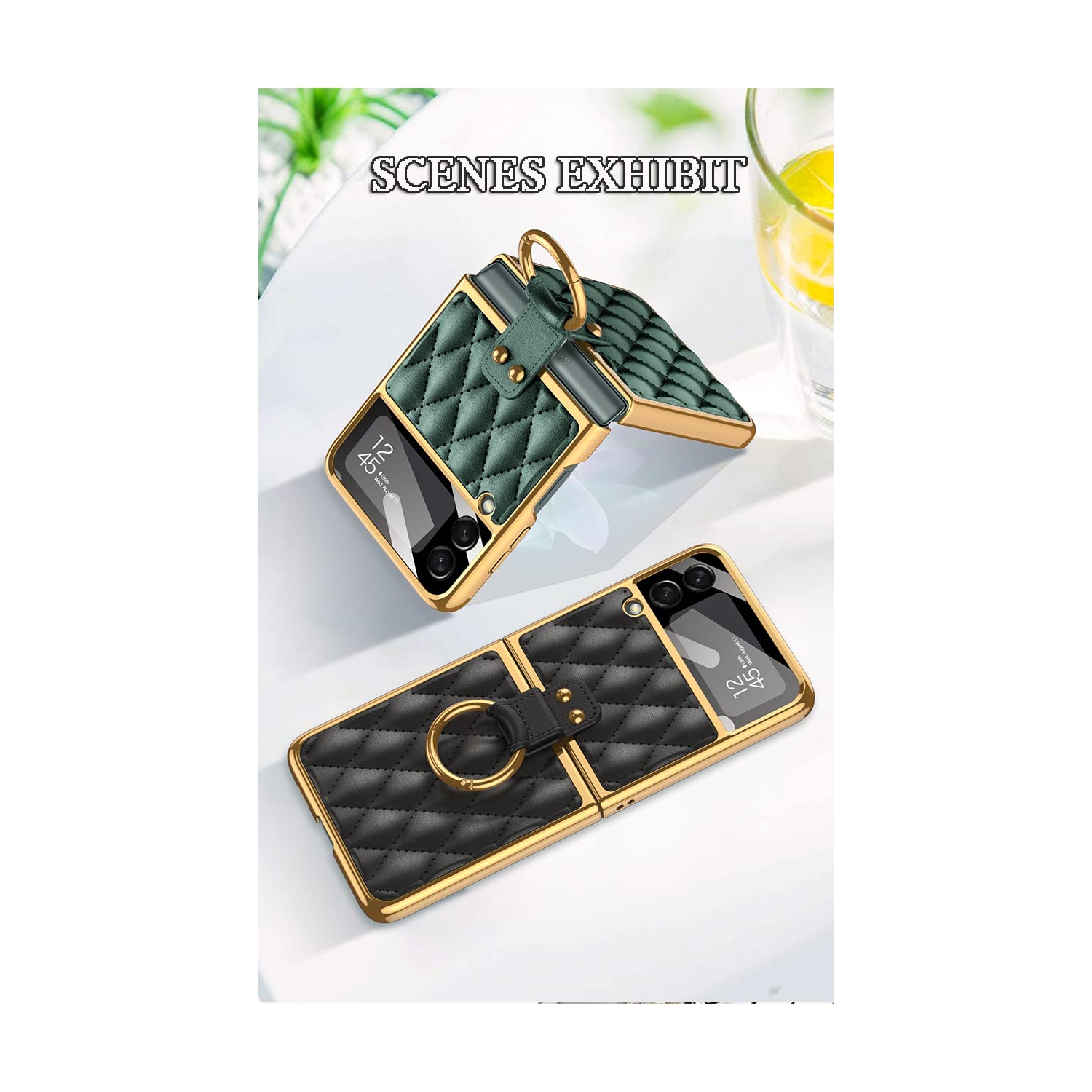 Étui SHIID pour Samsung Z Flip 3, étui à rabat pour Galaxy Flip 3 avec anneau protecteur, doublure en éponge, étui à rabat 3 en forme de diamant