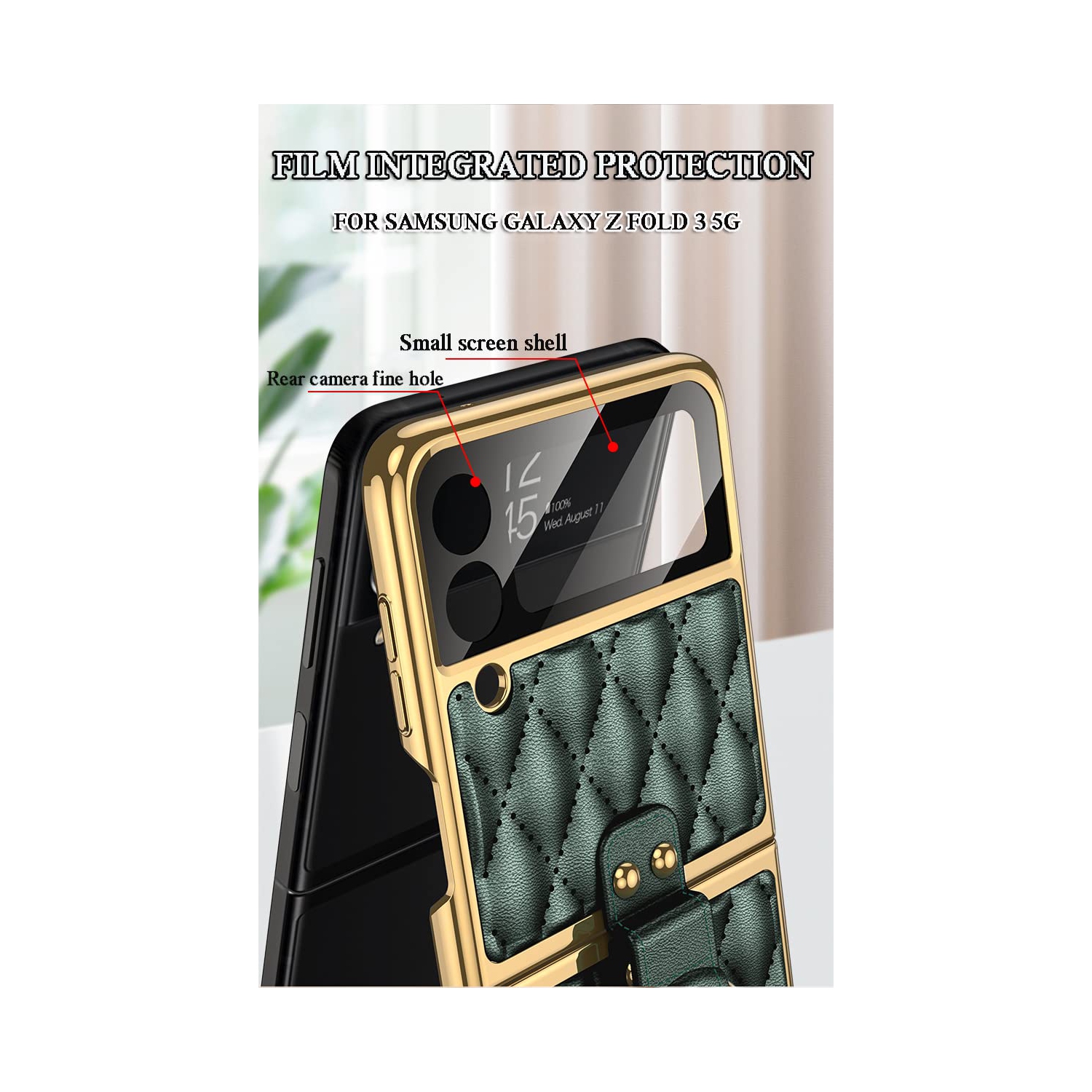 SHIEID Samsung Z Flip 3 Case, Galaxy Flip 3 Case with Ring Protective Cover, Sponge Lining, Diamond Shape Design Flip 3 Case