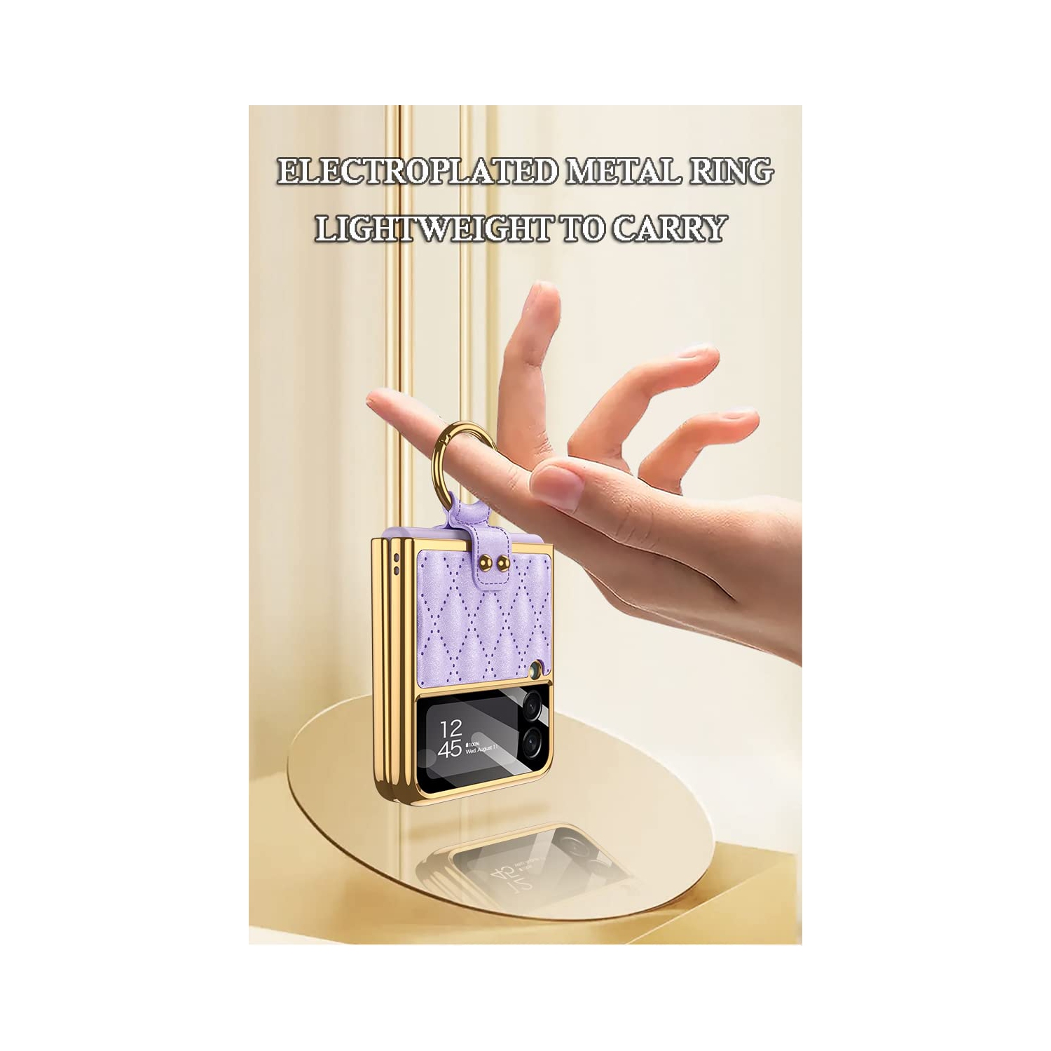 SHIEID Samsung Z Flip 3 Case, Galaxy Flip 3 Case with Ring Protective Cover, Sponge Lining, Diamond Shape Design Flip 3 Case