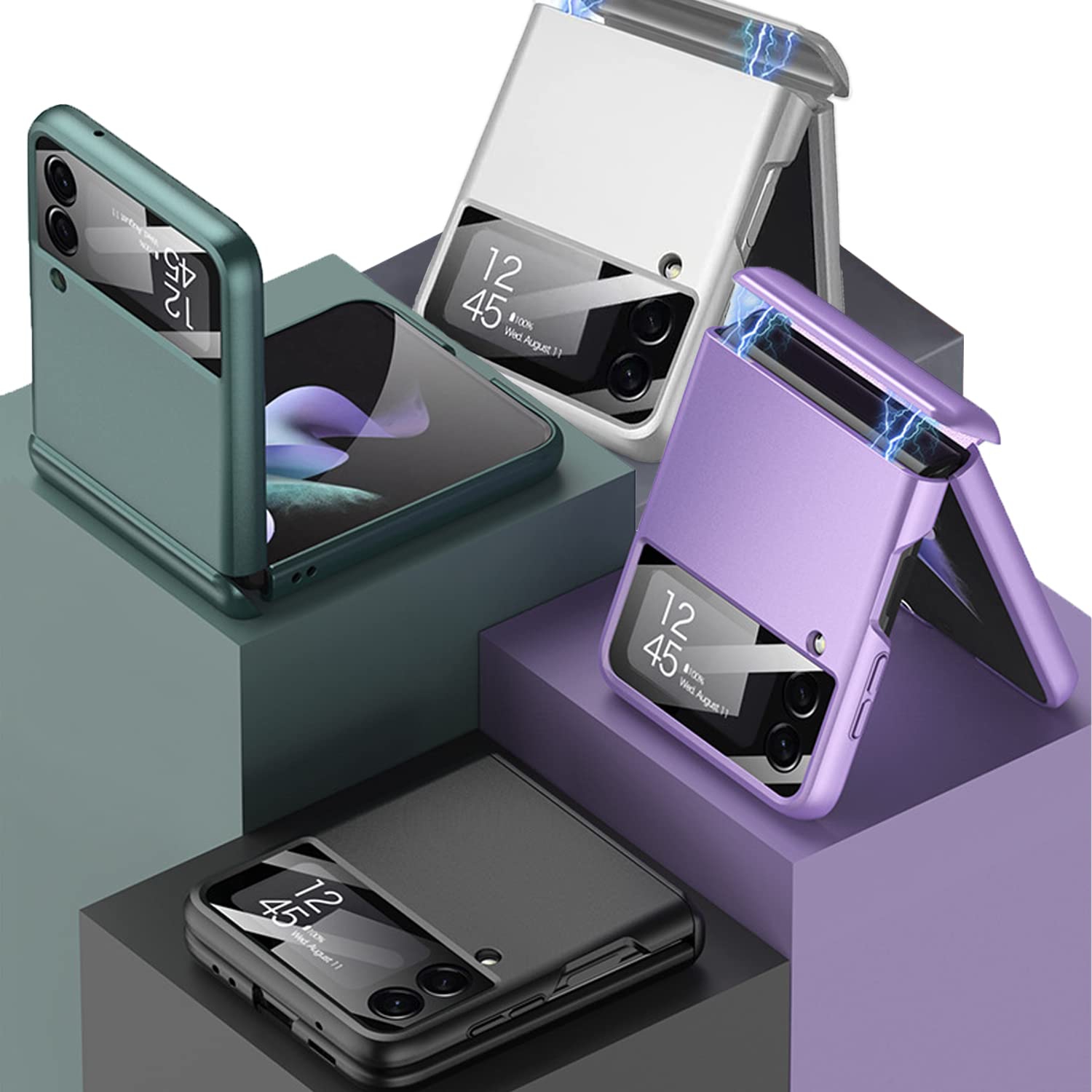 Miimall compatible avec l’étui à charnière pour Galaxy Z Flip 3 de Samsung, protecteur ultramince à charnière magnétique tout-en-un pour PC