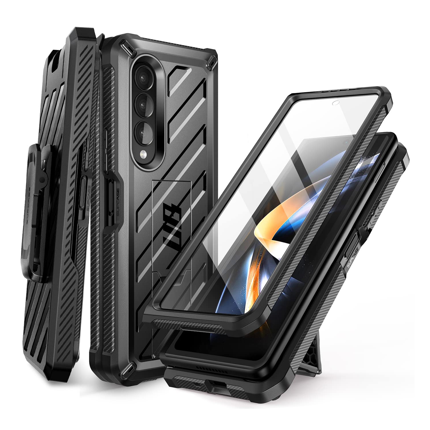 SUPCASE Unicorn Beetle Case for Galaxy Z Fold 4 5G (2022), Rugged Belt Clip Shockproof Protective Case with Built-in Scree