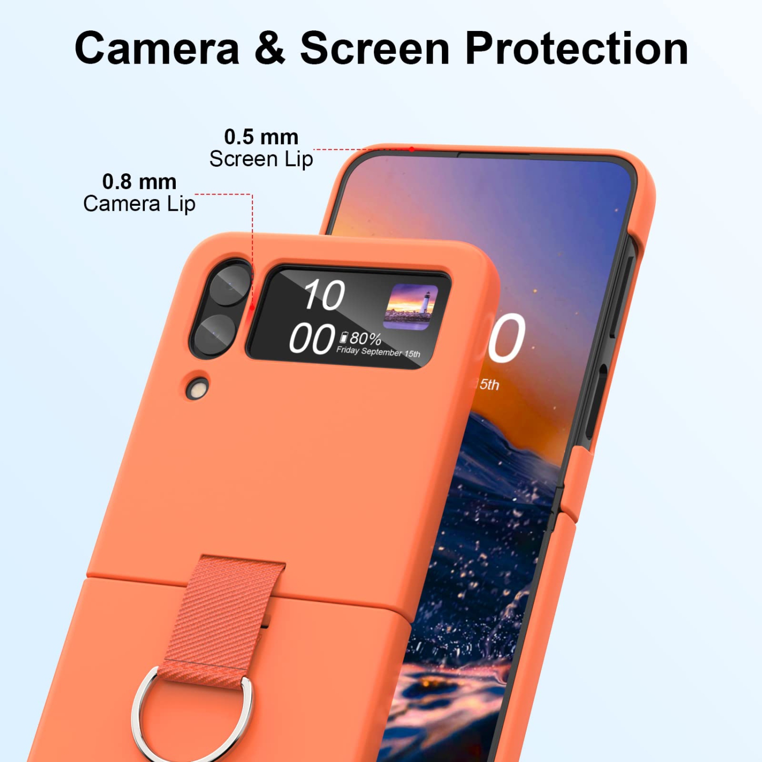 Étui protecteur antichoc en silicone robuste Galaxy Z Flip 4 de Samsung avec étui Ring pour Galaxy Z Flip 4 5G-Ora