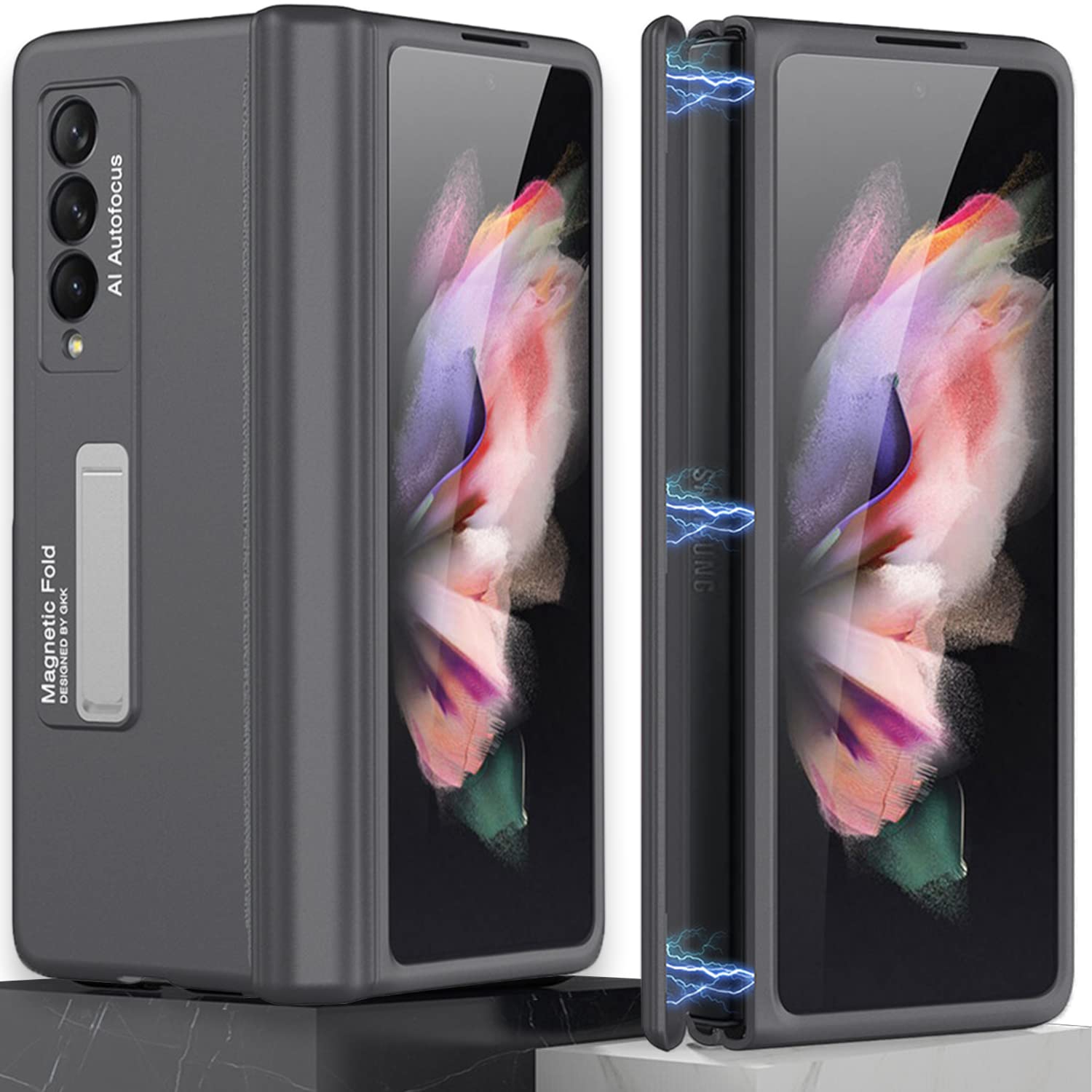 Miimall Compatible with Samsung Galaxy Z Fold 3 Case Hinge Protection, Ultra Thin Hard PC Bumper All-Inclusive Shockproof Hi