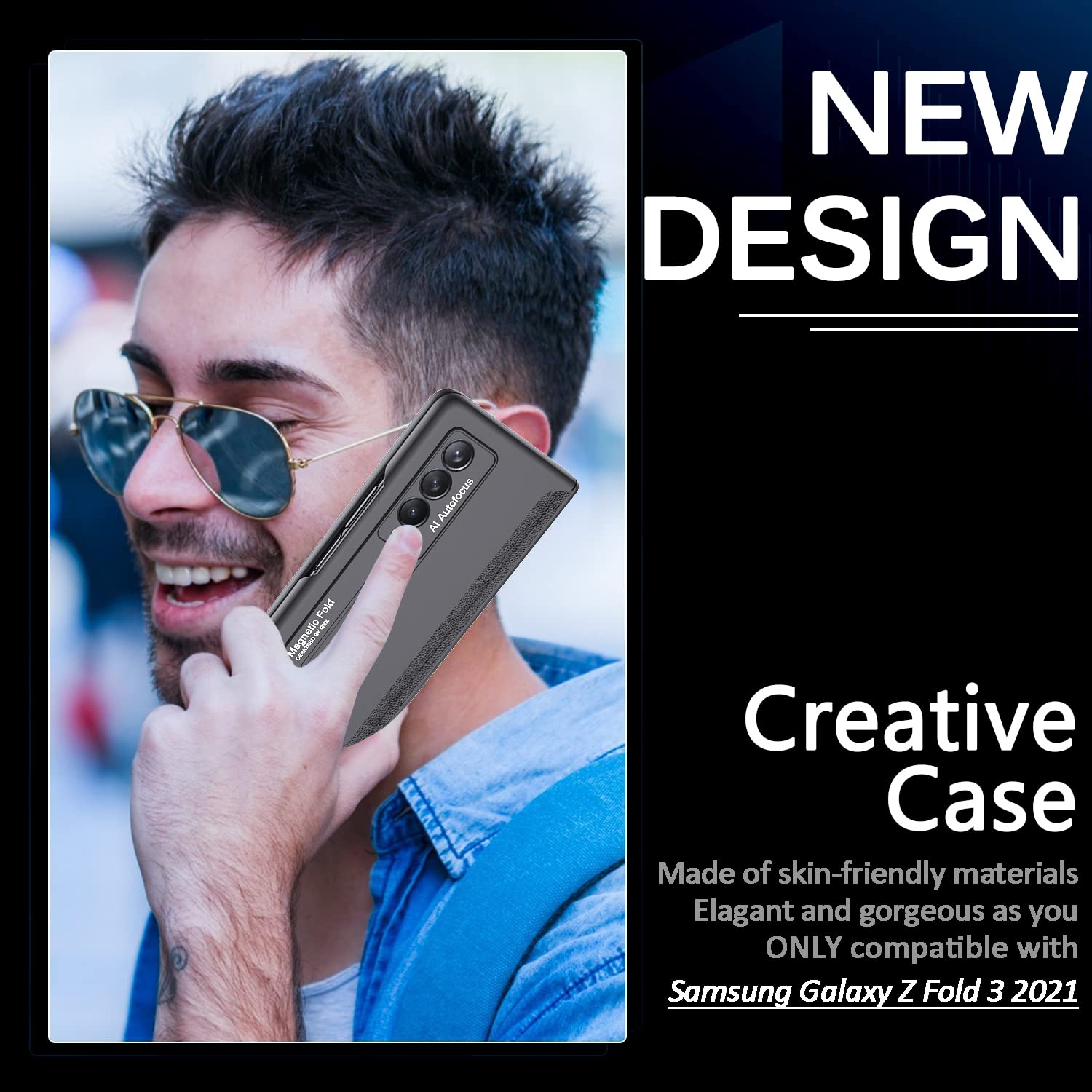 Miimall compatible avec la protection à charnière de l’étui pour Galaxy Z Fold 3 de Samsung, le pare-chocs ultra mince tout inclus