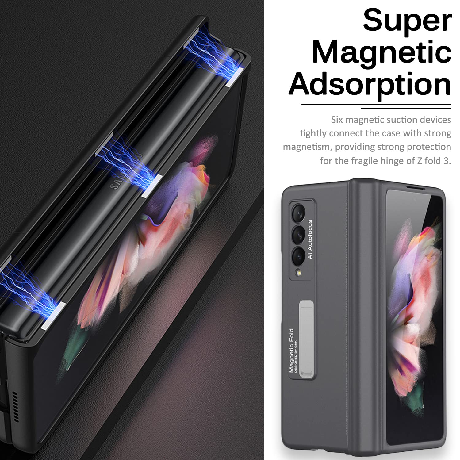 Miimall compatible avec la protection à charnière de l’étui pour Galaxy Z Fold 3 de Samsung, le pare-chocs ultra mince tout inclus