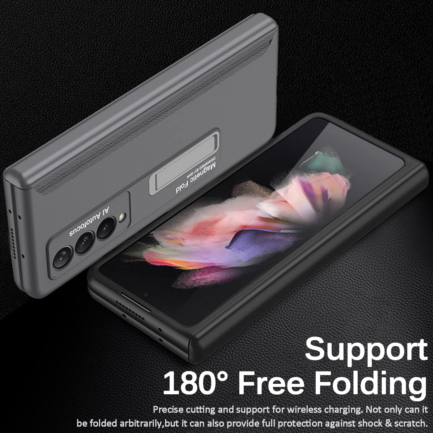 Miimall compatible avec la protection à charnière de l’étui pour Galaxy Z Fold 3 de Samsung, le pare-chocs ultra mince tout inclus