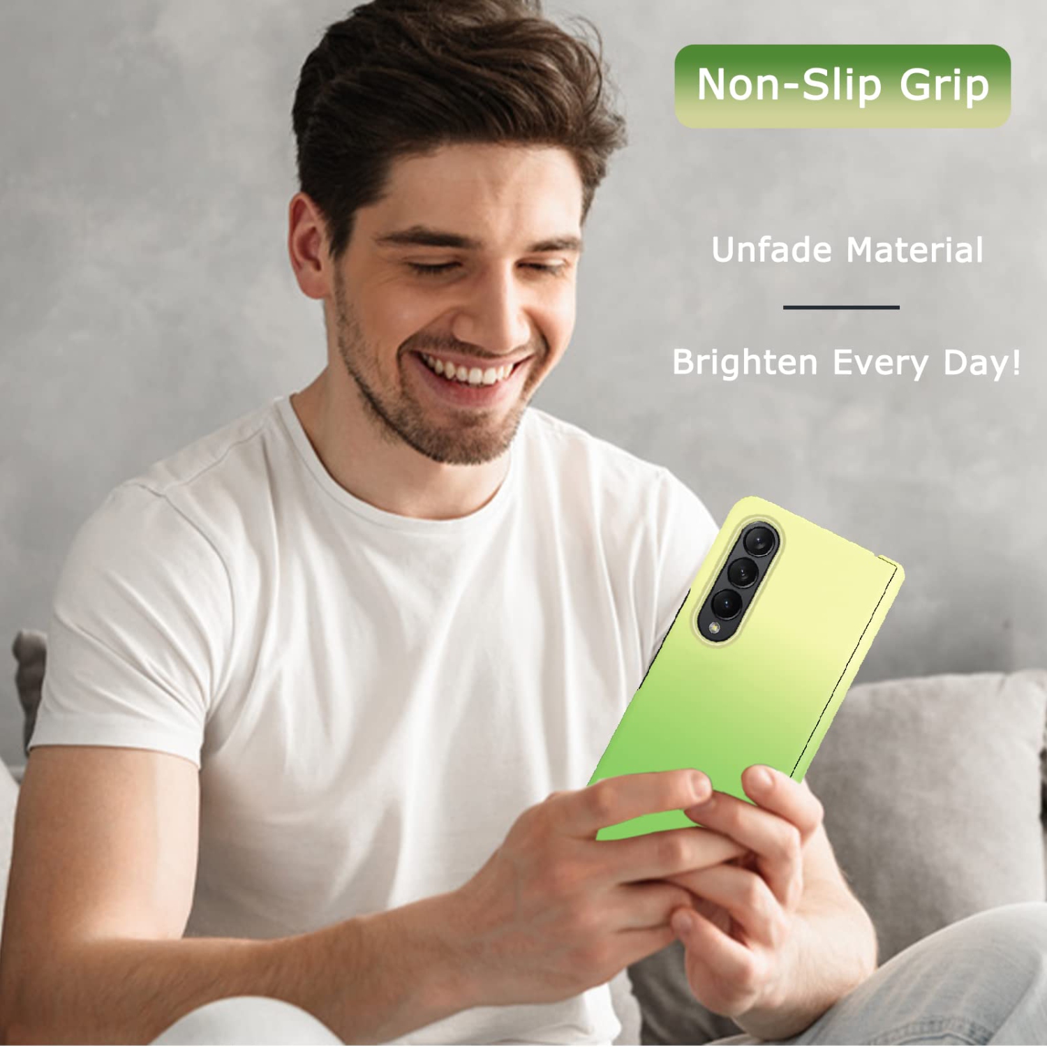 NINKI Compatible Samsung Galaxy Z Fold 4 Case with Hinge Protection & Front Screen Protector,Green & Yellow Colorful Full Pr