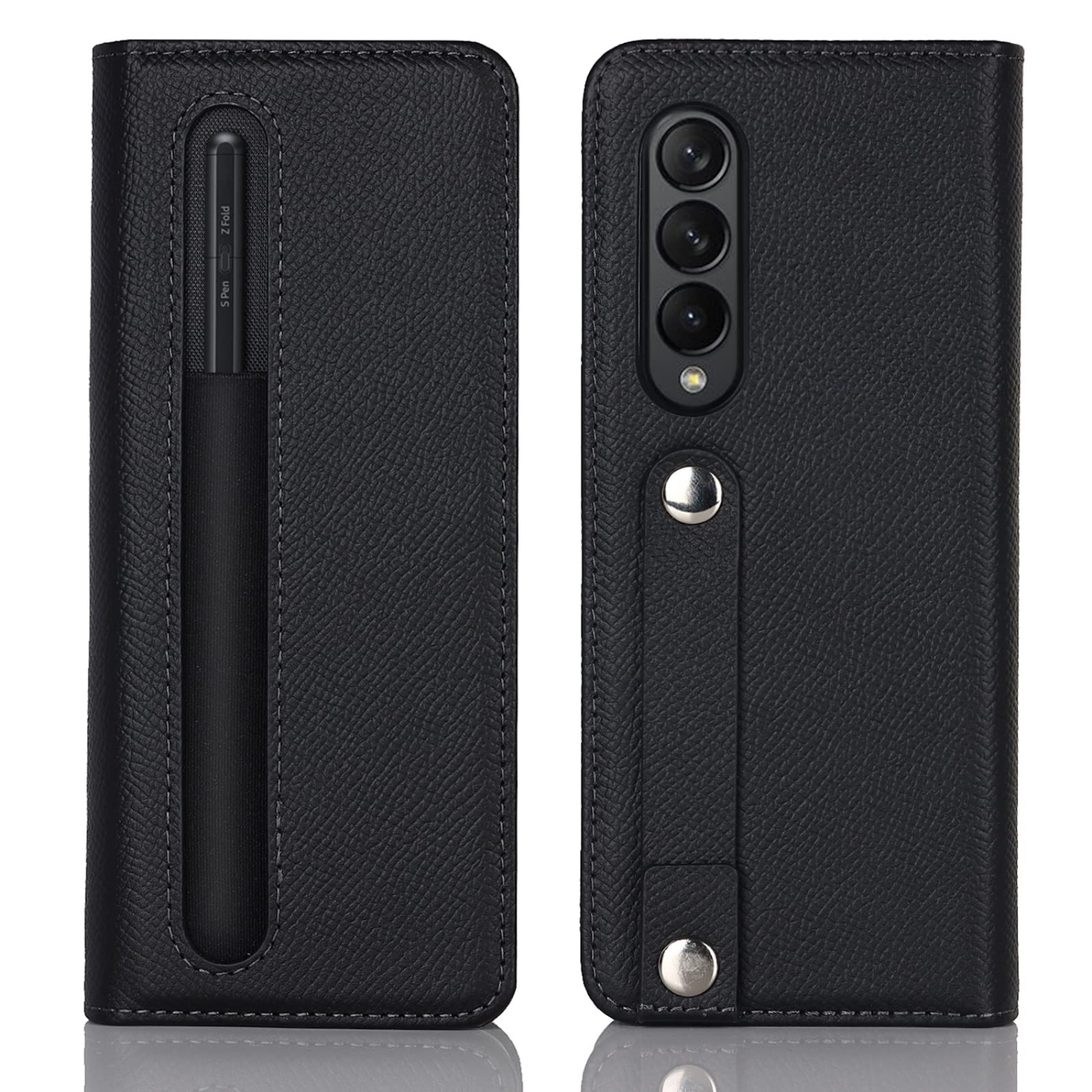 NUOUN Wallet Case for Samsung Galaxy Z Fold 3 5G (2021) with Stand, Magnetic Kickstand  Genuine Leather Protective Pencil Ca