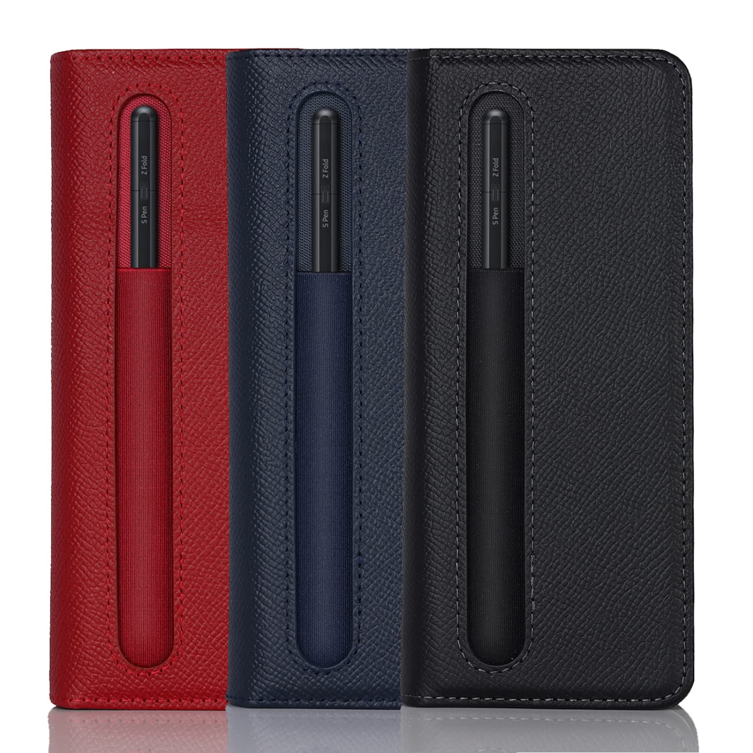 NUONUN – Étui portefeuille pour Galaxy Z Fold 3 5G avec support, béquille magnétique, étui protecteur en cuir véritable