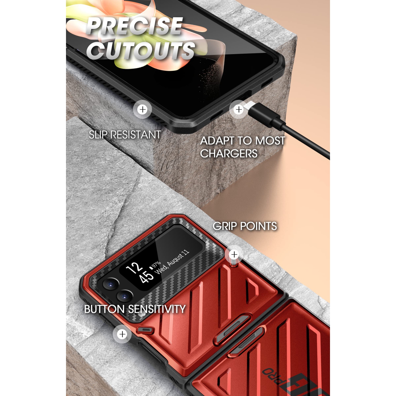 SUPCASE Unicorn Beetle Pro Series Case for Samsung Galaxy Z Flip 4 5G, Full-Body Dual Layer Rugged Protective Case wi