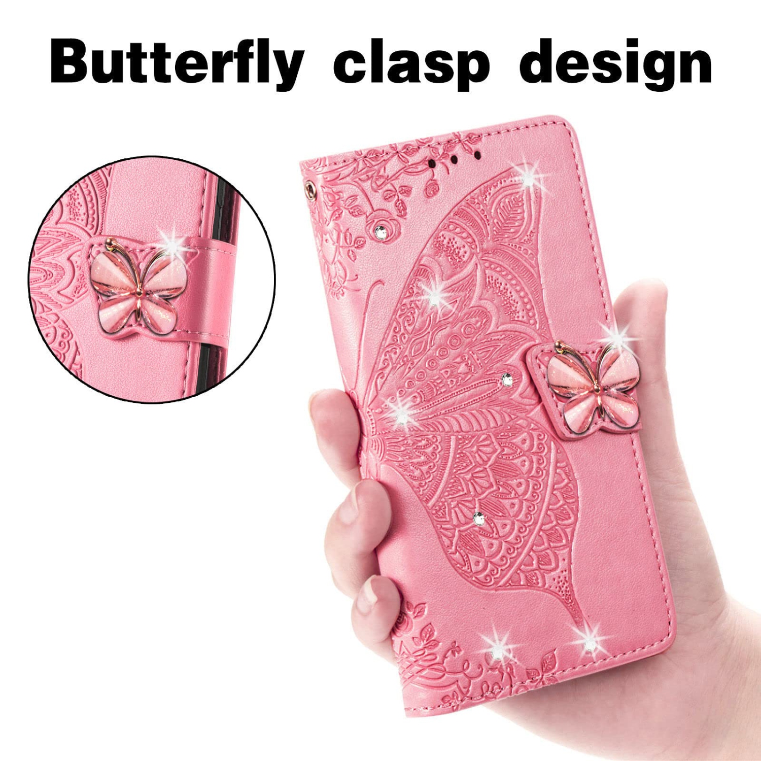 CCSMall – Étui portefeuille pour Galaxy Z Fold 4 5G de Samsung, 3D Butterfly Flower, cuir de polyuréthane avec fentes pour cartes de crédit, fente