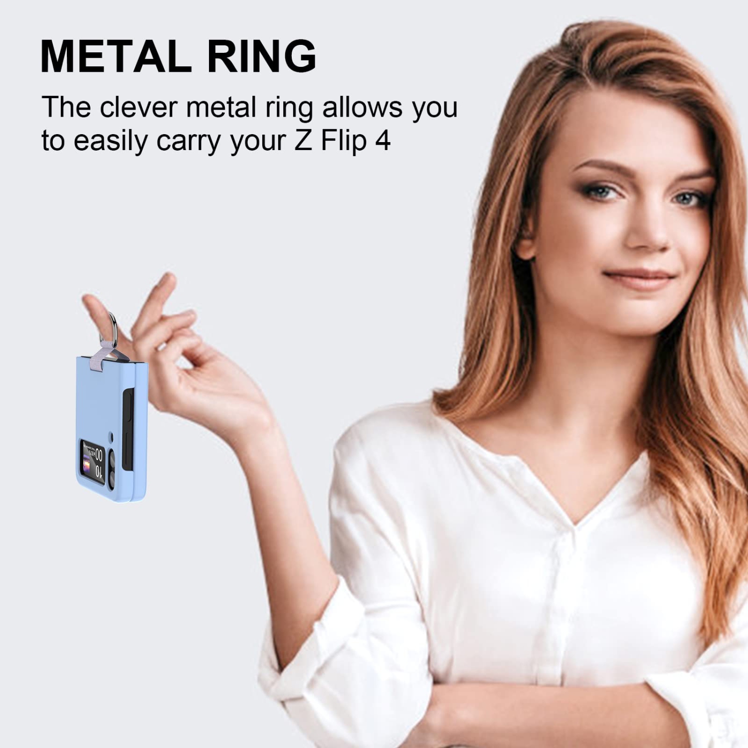 Samsung Galaxy Z Flip 4 Case Shockproof Heavy Duty Silicone Protective Cover with Ring Phone Case for Galaxy Z Flip 4 5G-Blu