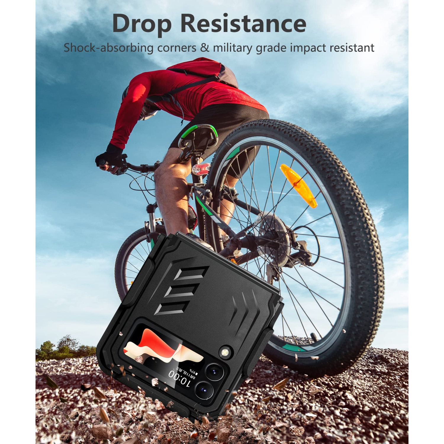 for Samsung Z Flip 4 Case: Military Grade Protection Shockproof Cell Phone Case with Kickstand & Holster | Protective Drop P