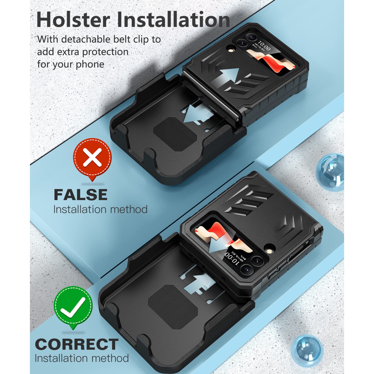 for Samsung Z Flip 4 Case: Military Grade Protection Shockproof Cell Phone Case with Kickstand & Holster | Protective Drop P