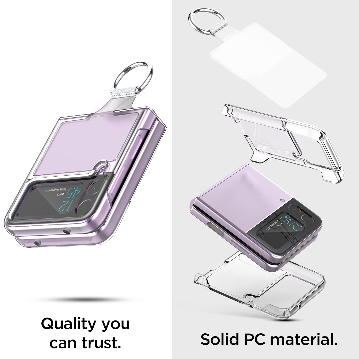 AICase for Samsung Galaxy Z Flip 4 Case Clear with Ring, Anti-Yellow Ultra-Thin Slim Fit Transparent Hard PC Phone Case fo