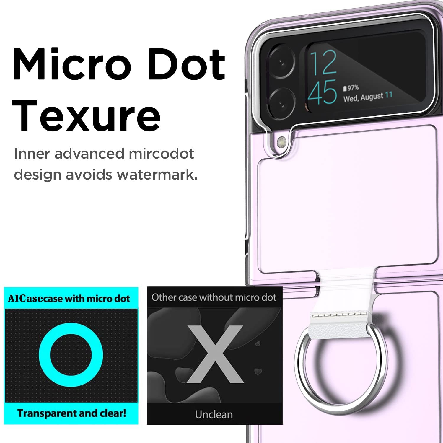 AICase for Samsung Galaxy Z Flip 4 Case Clear with Ring, Anti-Yellow Ultra-Thin Slim Fit Transparent Hard PC Phone Case fo