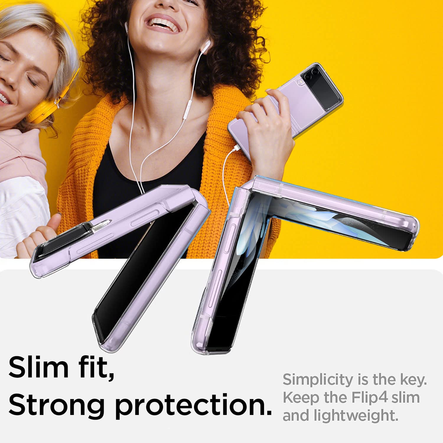 AICase for Samsung Galaxy Z Flip 4 Case Clear with Ring, Anti-Yellow Ultra-Thin Slim Fit Transparent Hard PC Phone Case fo