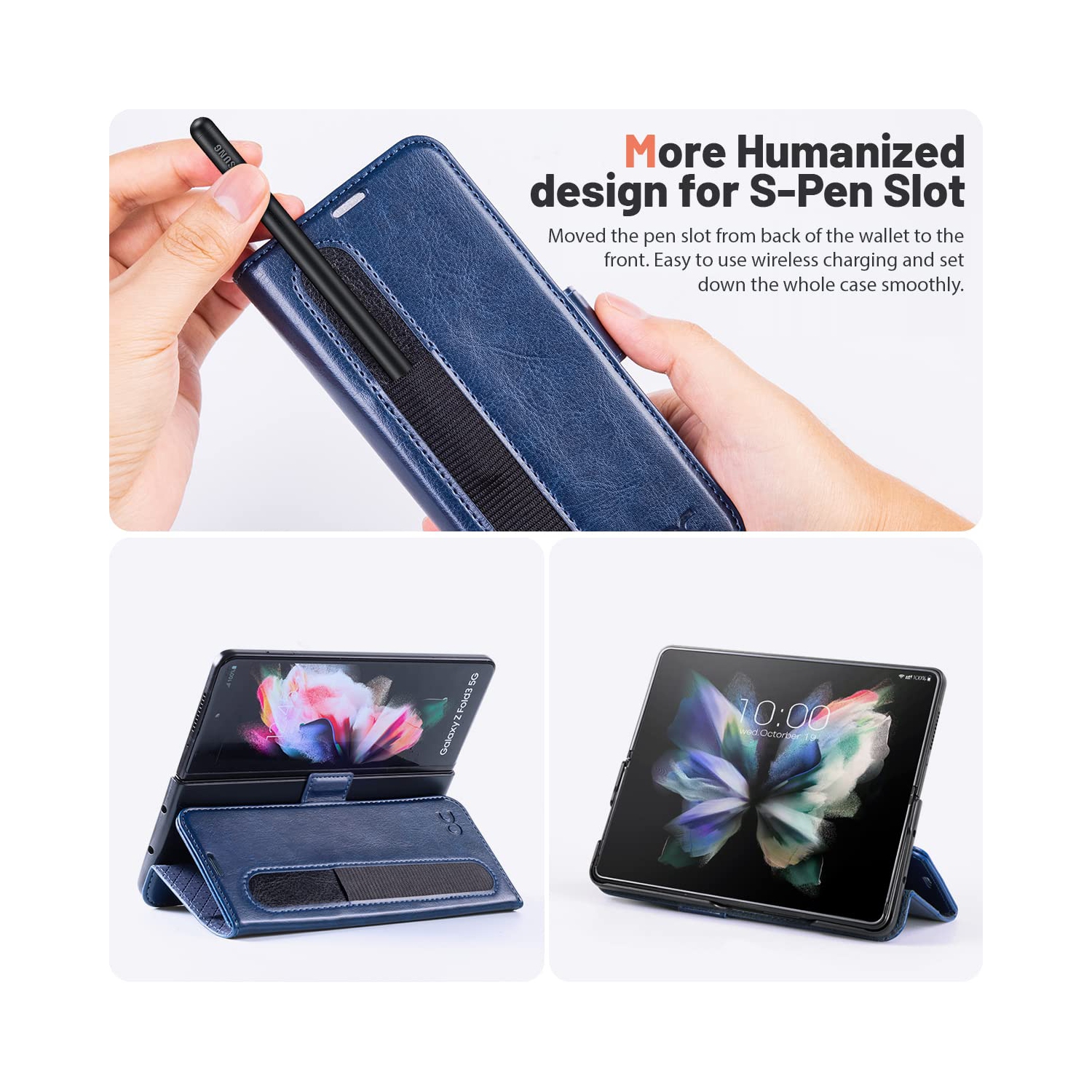 Compatible with Samsung Galaxy Z Fold 4 Case Wallet, PU Leather Fold Folio Case with [Card Slots ][Kickstand] [RFID Blocking ][Screen Protector]