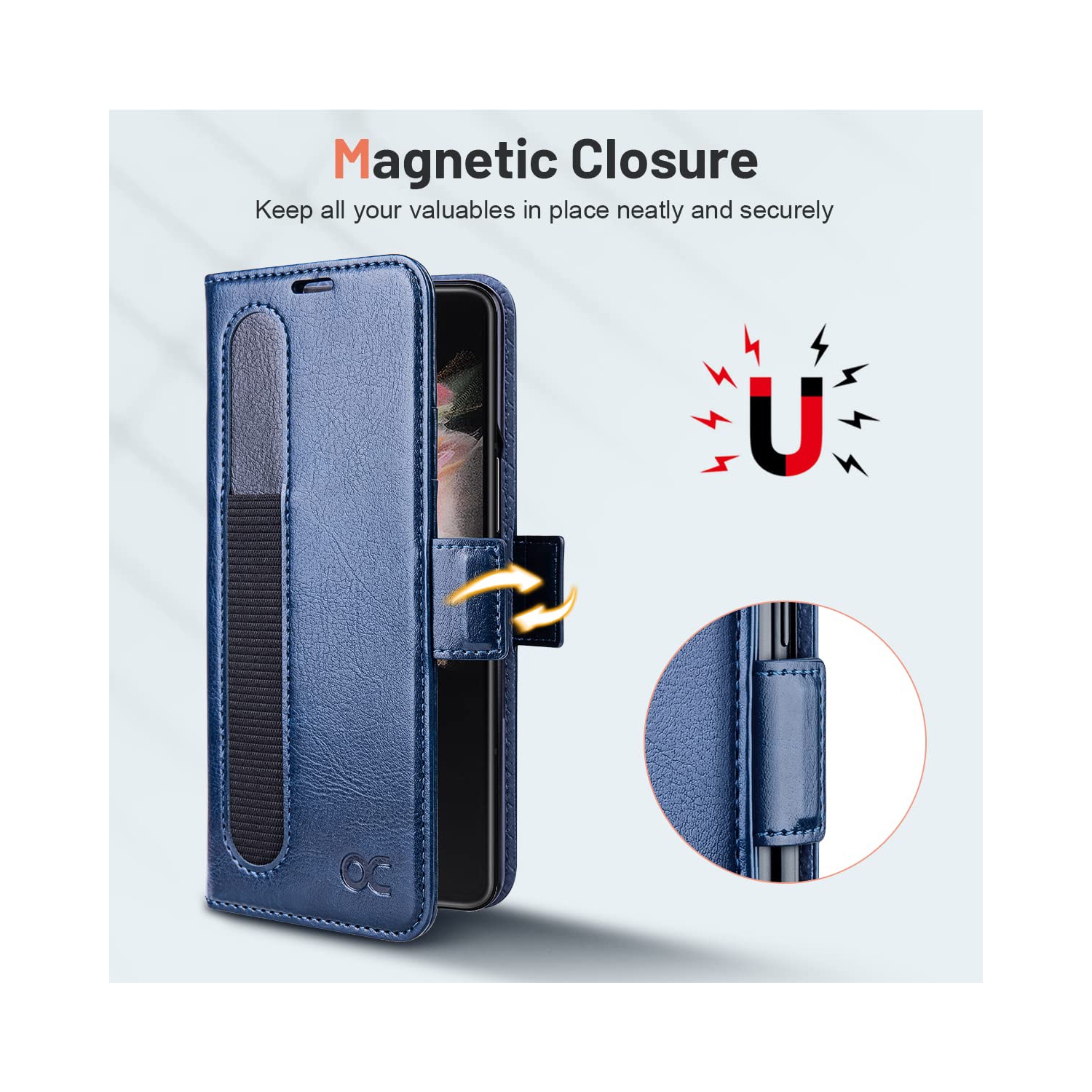 Compatible with Samsung Galaxy Z Fold 4 Case Wallet, PU Leather Fold Folio Case with [Card Slots ][Kickstand] [RFID Blocking ][Screen Protector]