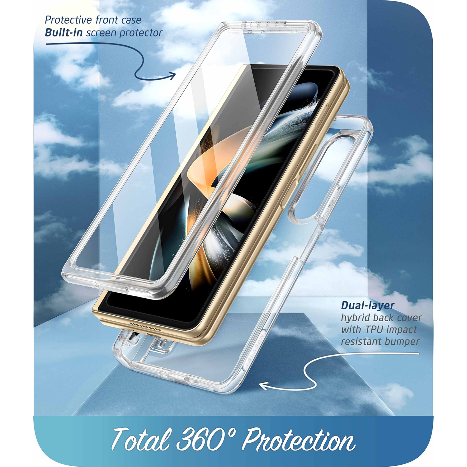 Étui Cosmo pour Galaxy Z Fold 4 de Samsung avec porte-stylo 5G, étui protecteur mince et élégant avec protecteur d'écran intégré (transparent)
