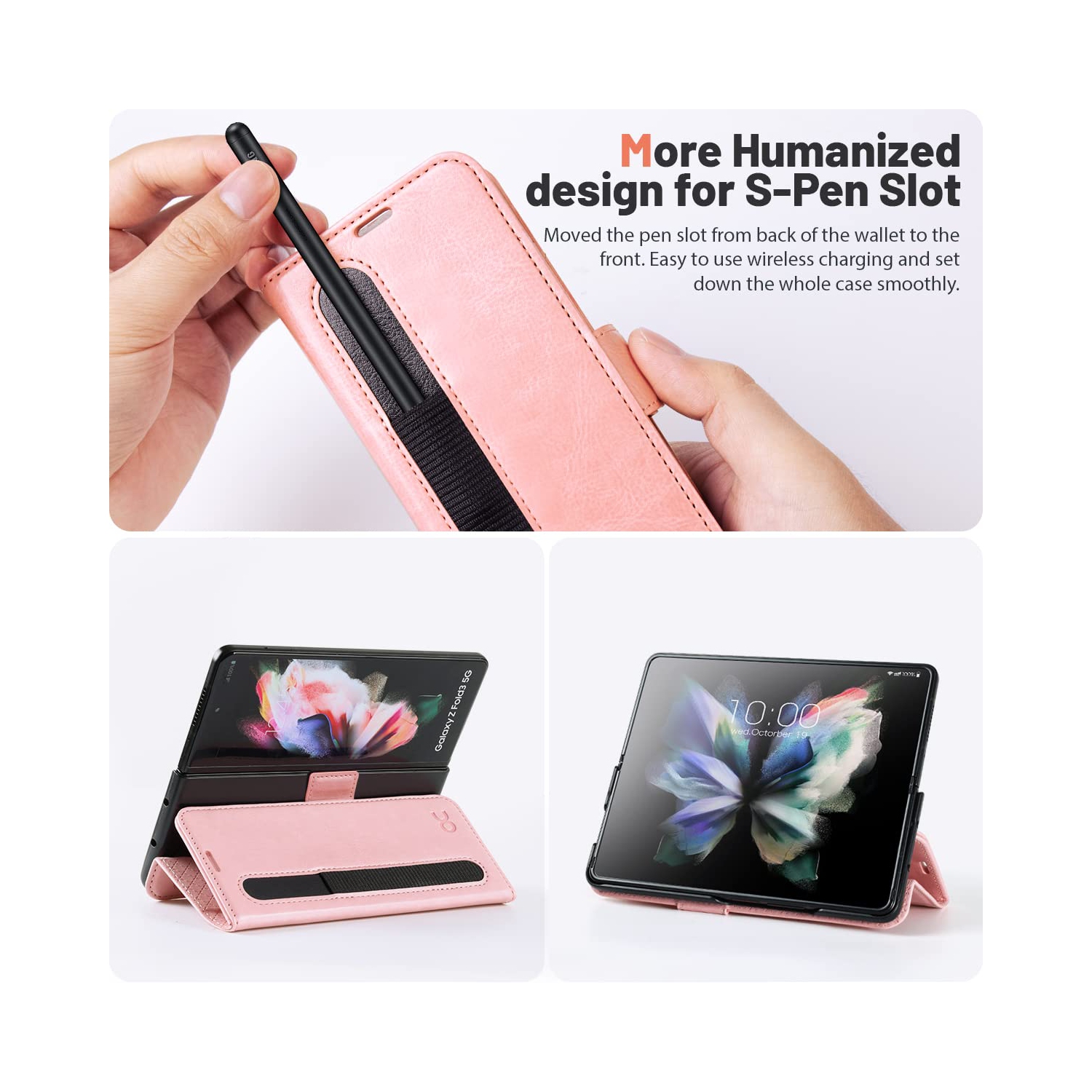 OCASE Compatible with Samsung Galaxy Z Fold 4 Case Wallet, PU Leather Fold Folio Case with Card Slots Kickstand RFID Bl