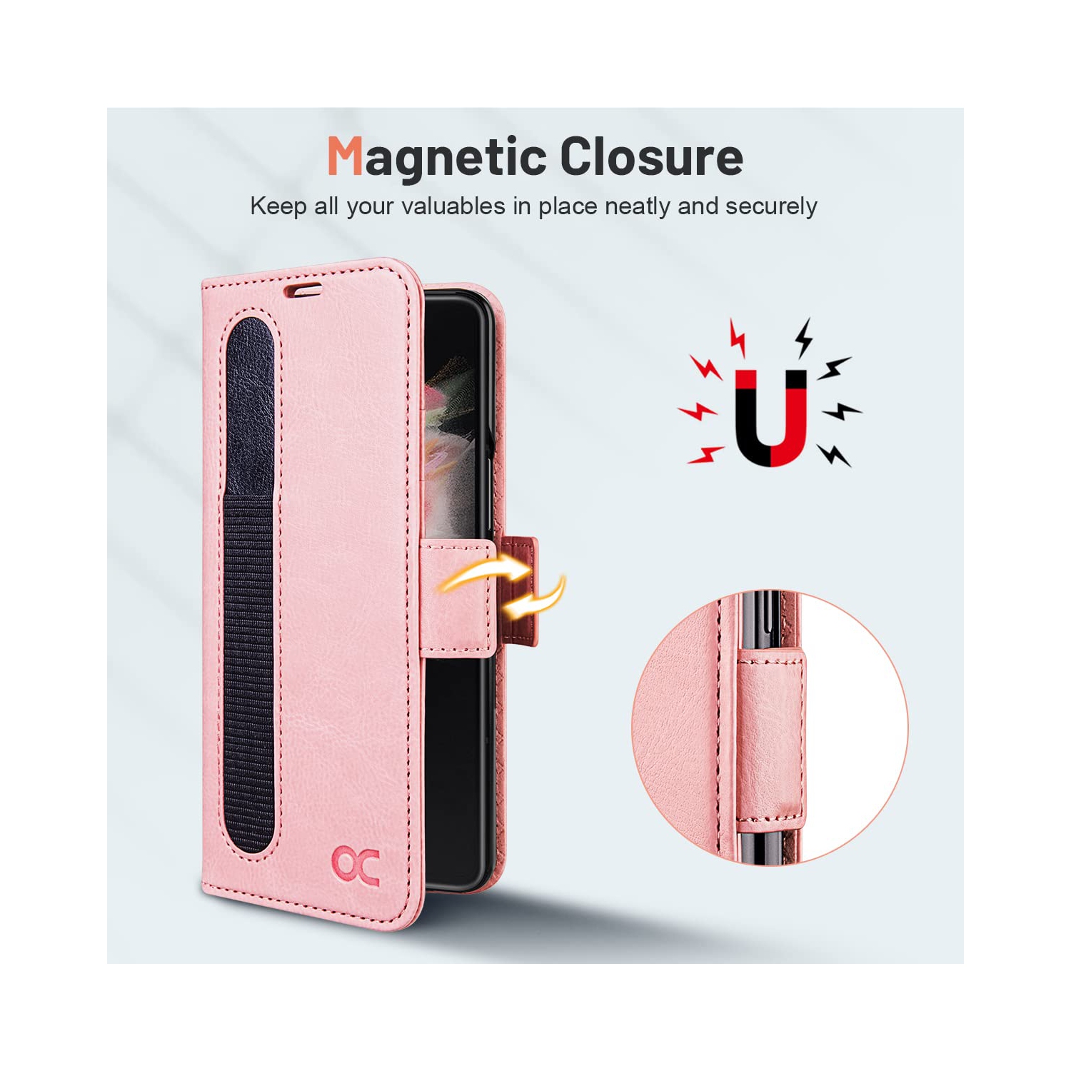 OCASE Compatible with Samsung Galaxy Z Fold 4 Case Wallet, PU Leather Fold Folio Case with Card Slots Kickstand RFID Bl