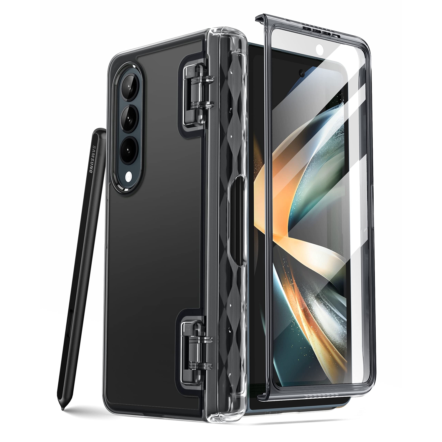 Cosmo Series Case for Samsung Galaxy Z Fold 4 Case with Pen Holder 5G (2022), Slim Stylish Protective Bumper Case with Built-in Screen Protector (FrostBlack)