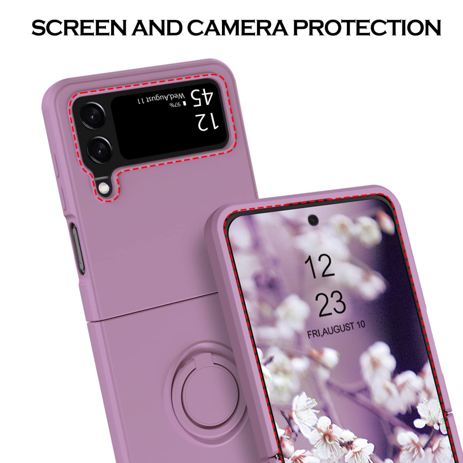 YINLAI Samsung Galaxy Z Flip 4 Case, Phone Case Samsung Z Flip4 5G, Slim Silicone Kickstand Ring Holder Shockproof Protetive