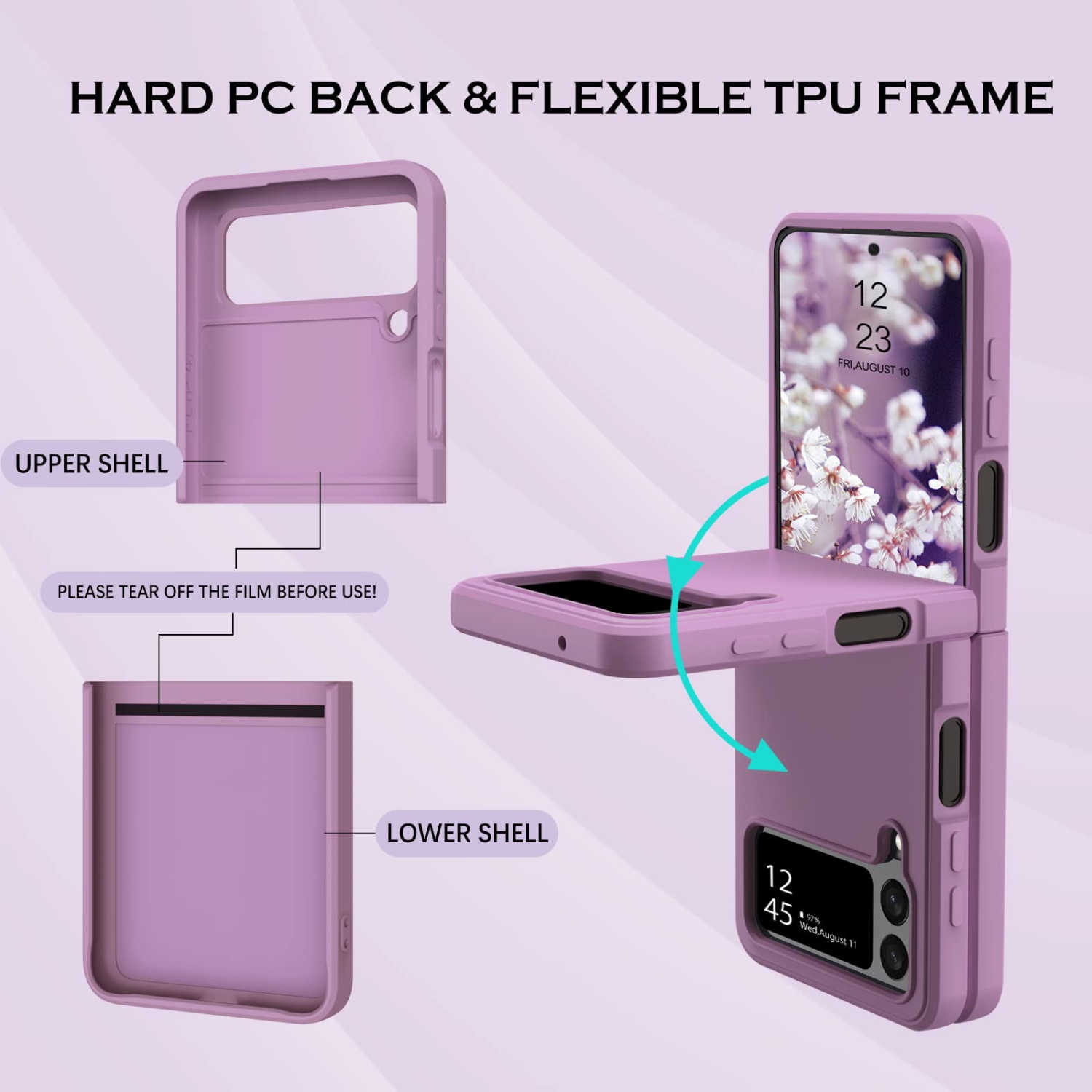 YINLAI Samsung Galaxy Z Flip 4 Case, Phone Case Samsung Z Flip4 5G, Slim Silicone Kickstand Ring Holder Shockproof Protetive